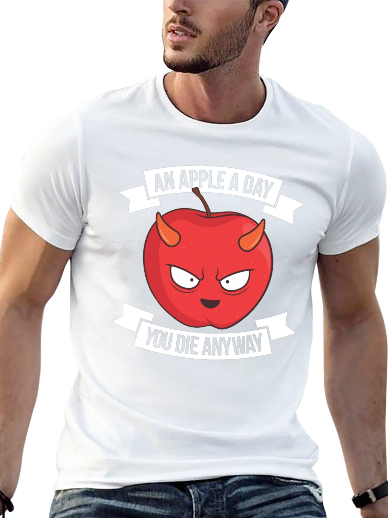 Black An Apple A Day You Die Anyway T-Shirt view 13