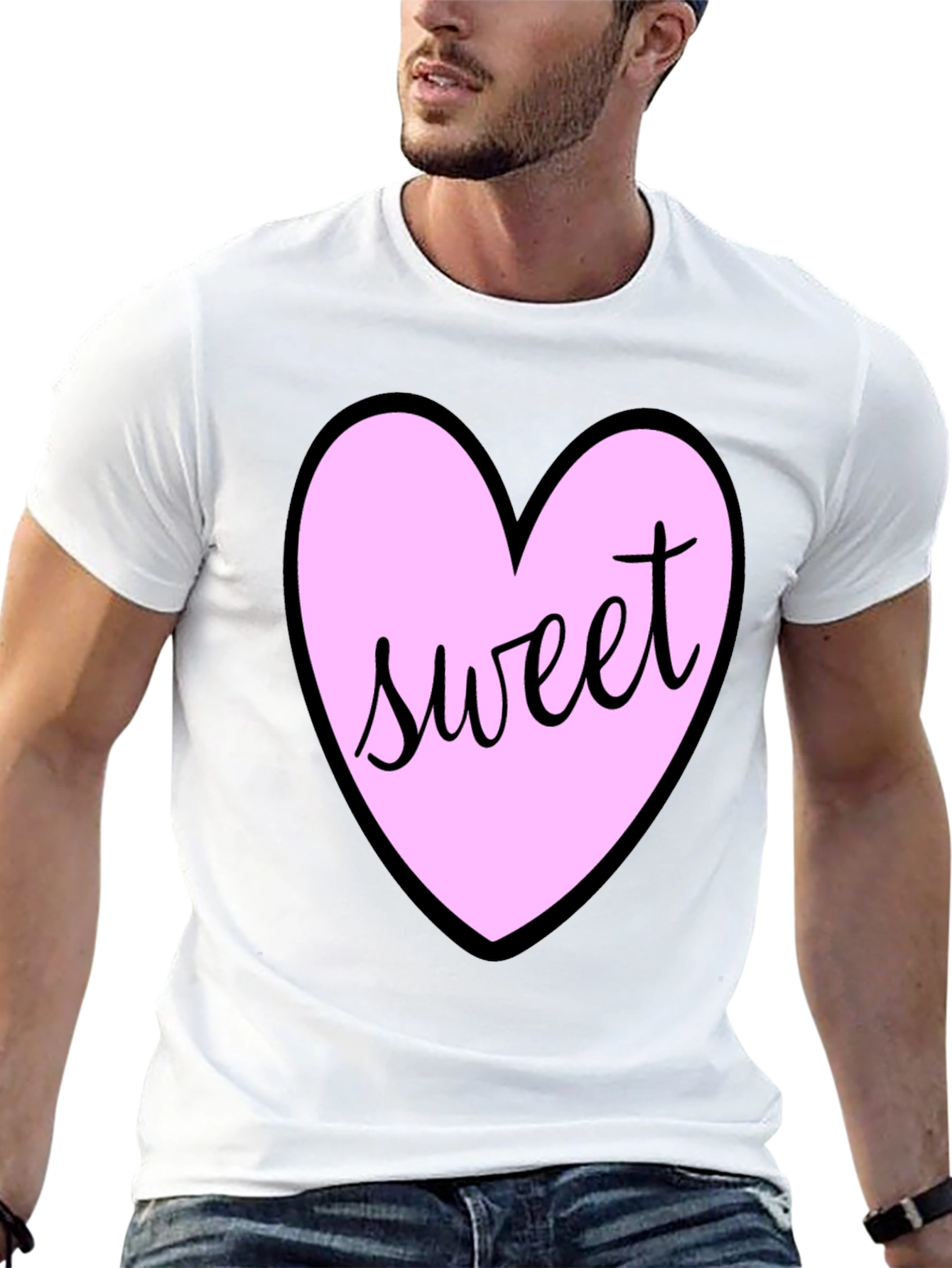 Black Sweet Heart T-Shirt - Black Cotton Valentine's Day Tee view 13