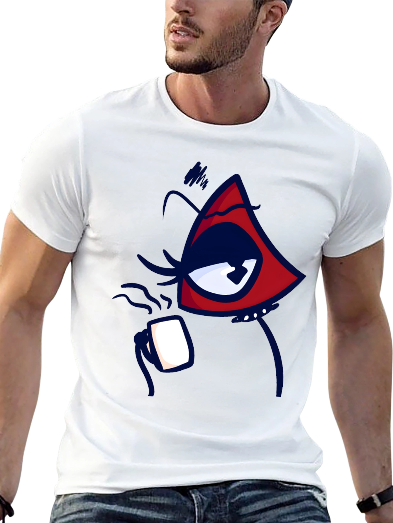 Black Eye Catching Graphic Tee - Black Cotton Blend view 13