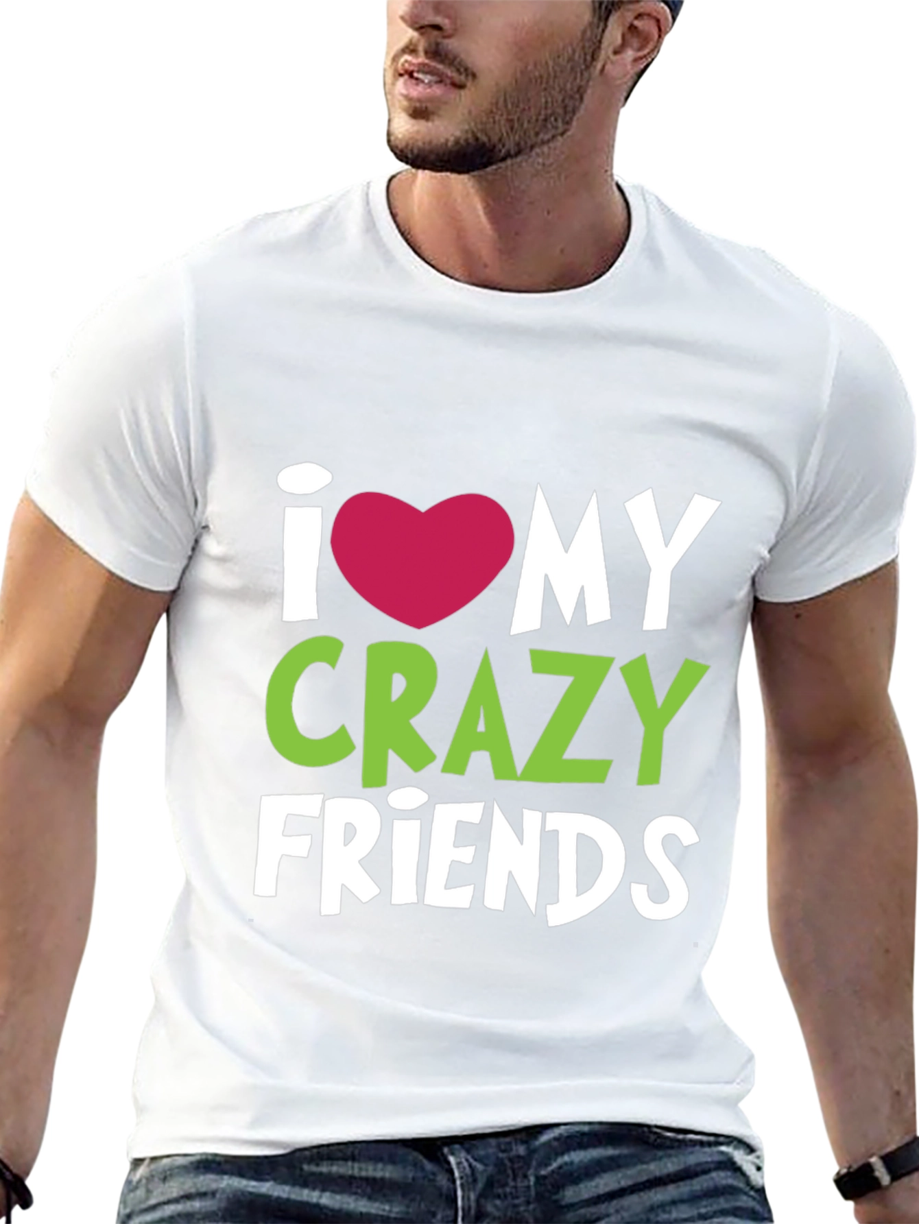 Black I Heart My Crazy Friends T-Shirt - Fun Novelty Tee view 13