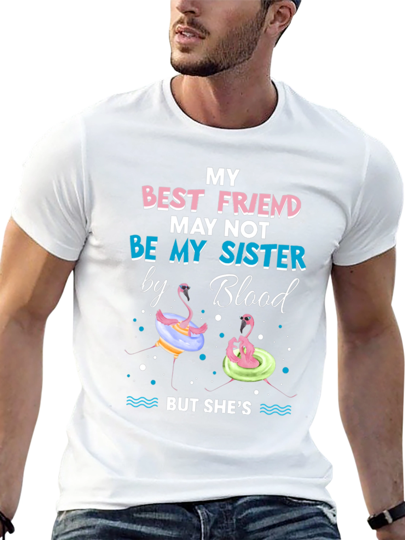 Black Best Friend Sister Flamingo Graphic Tee view 13