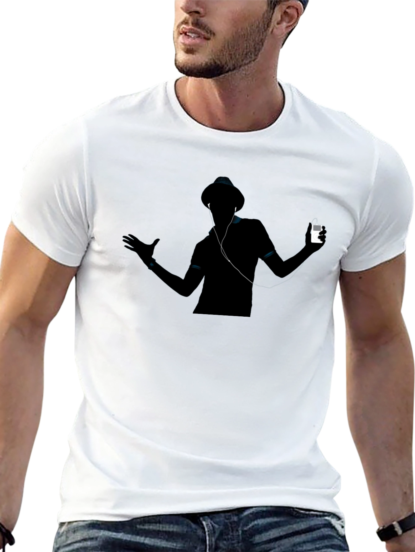 Black Silhouette Music Lover T-Shirt view 13