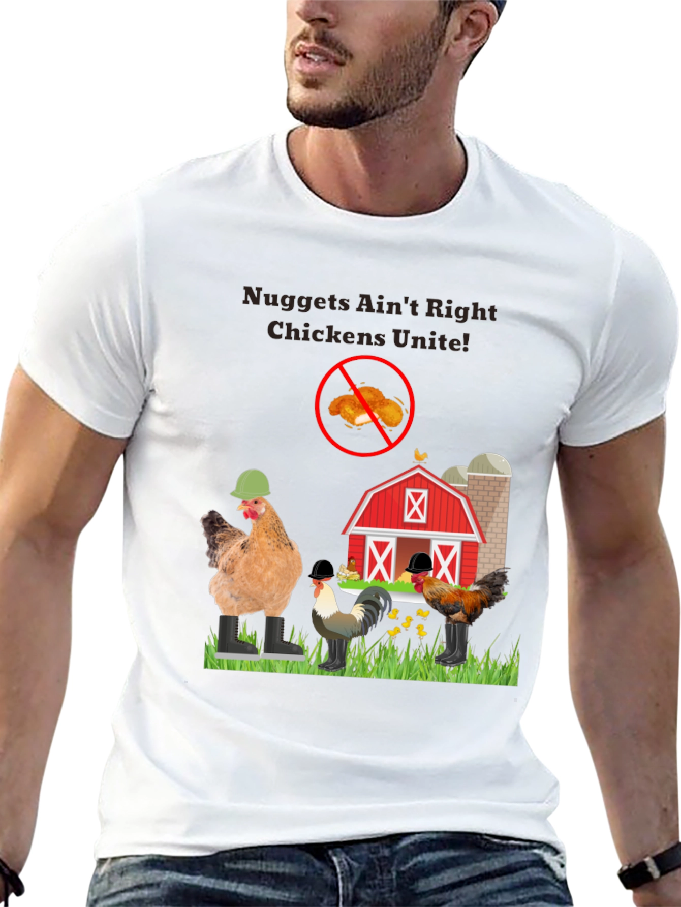 Black Nuggets Ain't Right Chickens Unite! T-Shirt view 13