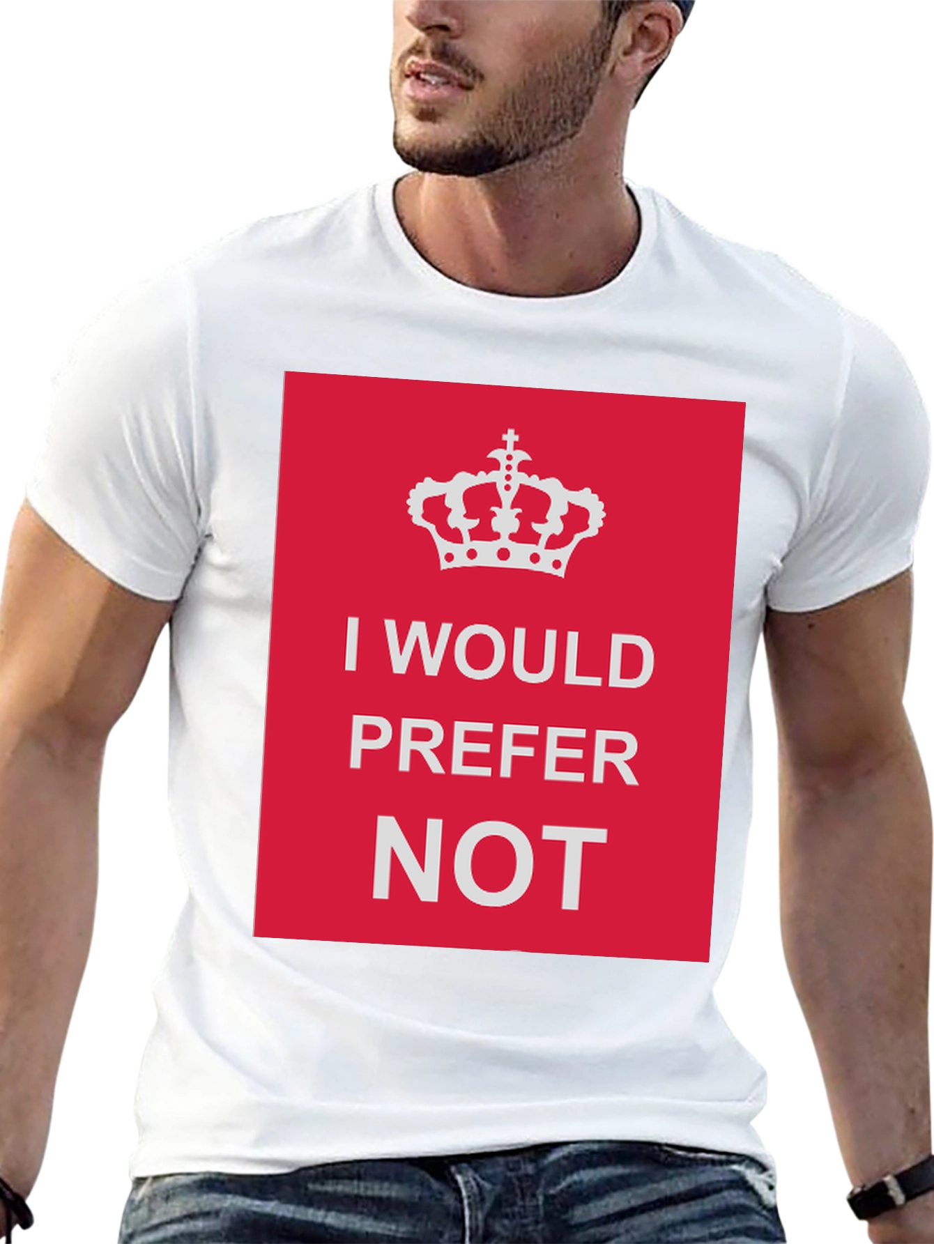 Black I Would Prefer Not Graphic Tee - Funny Novelty T-Shirt view 13