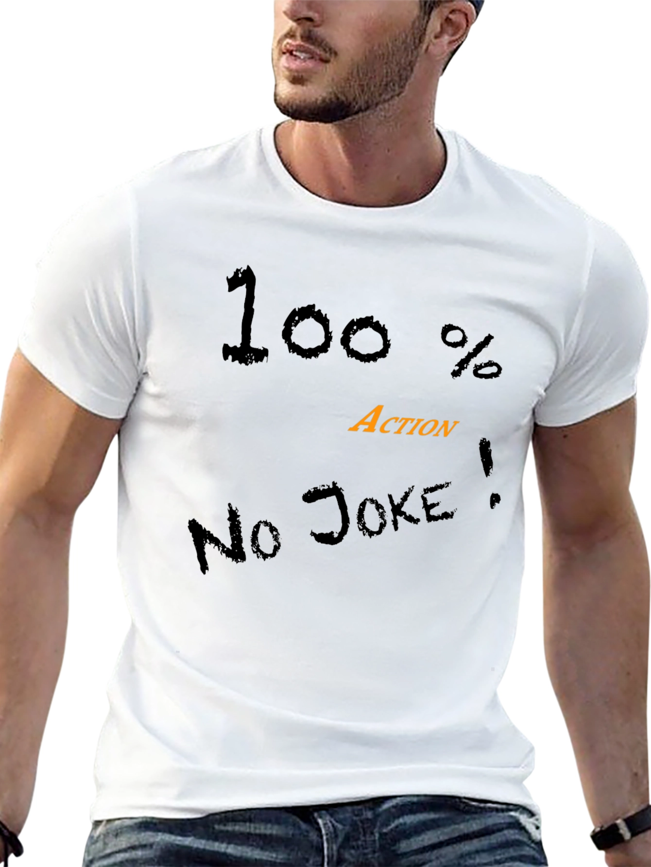 Black 100% Action Black Graphic Tee - No Joke! view 13
