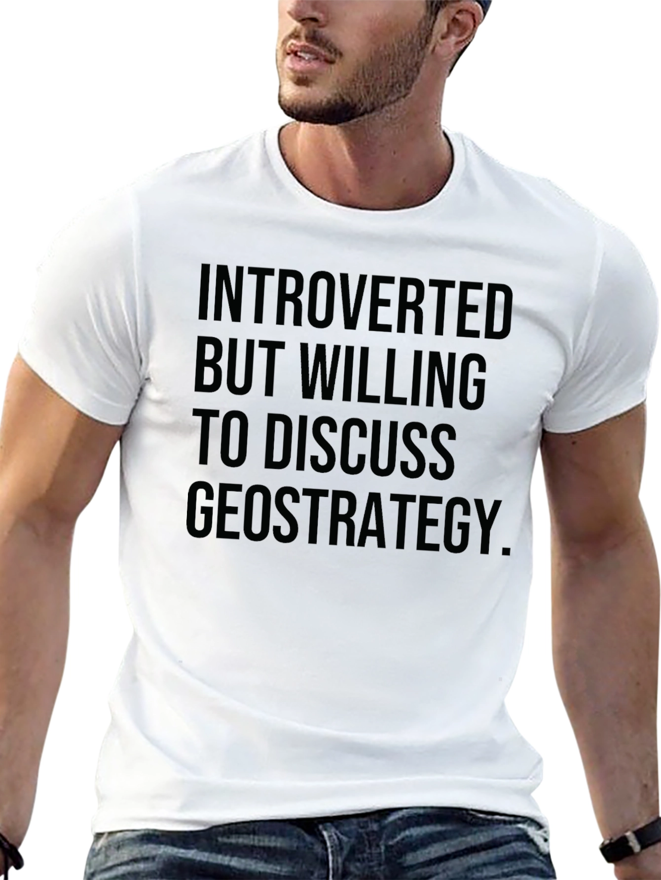 Black Introverted Geostrategy T-Shirt - Black Graphic Tee view 13