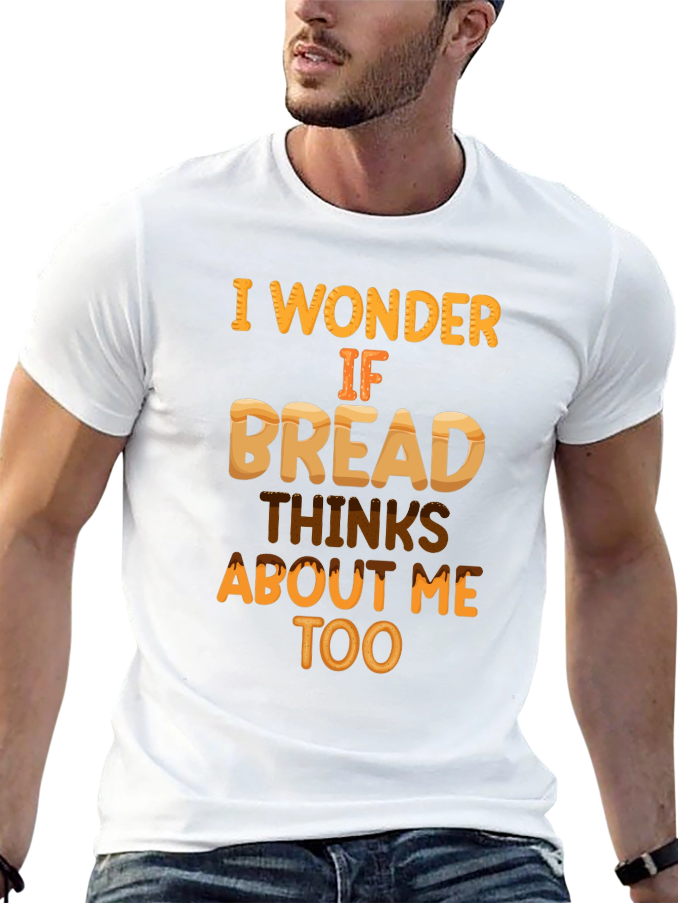 Black Funny Bread T-Shirt: Does Bread Think About Me? view 13