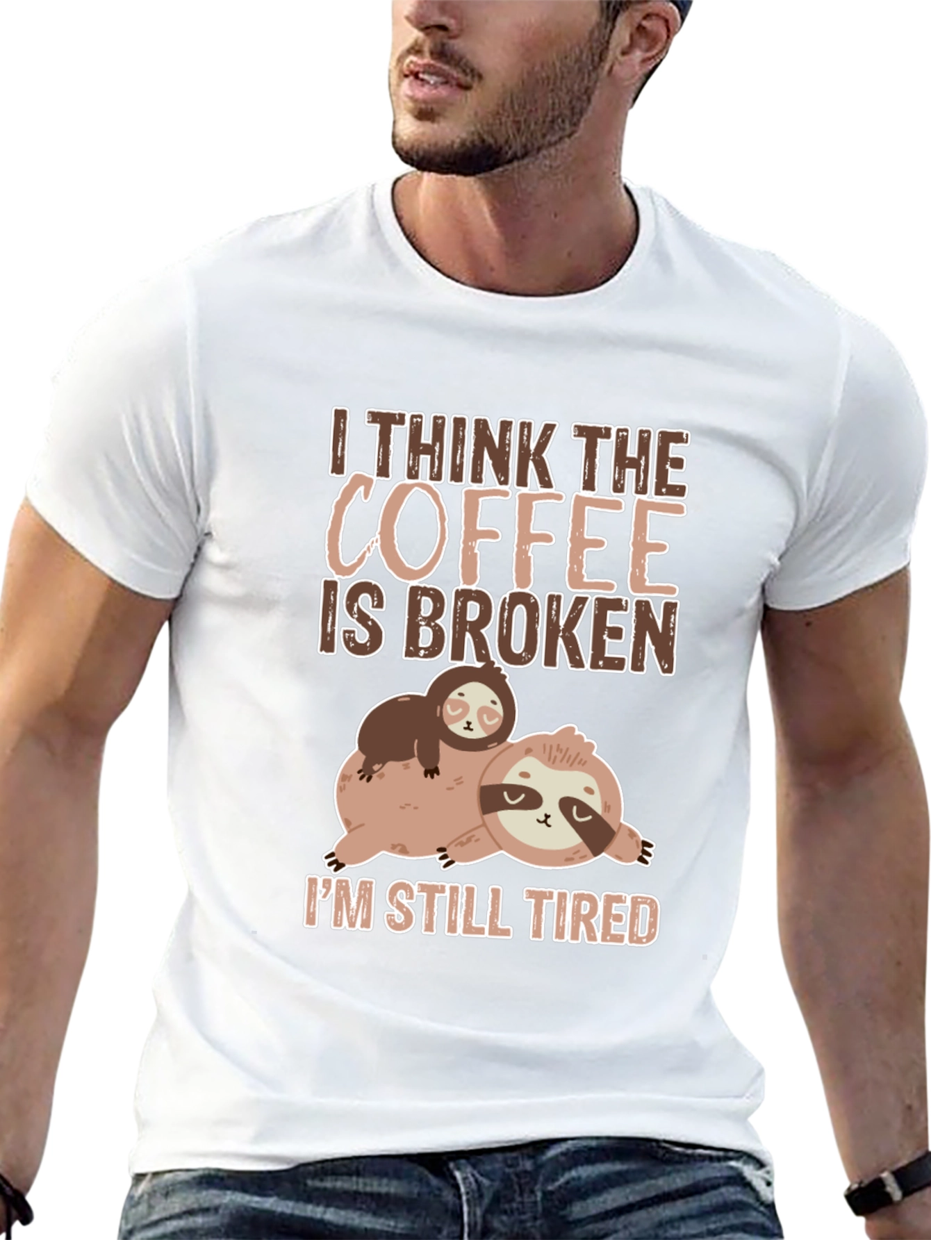 Black Funny Sloth Coffee T-Shirt view 13