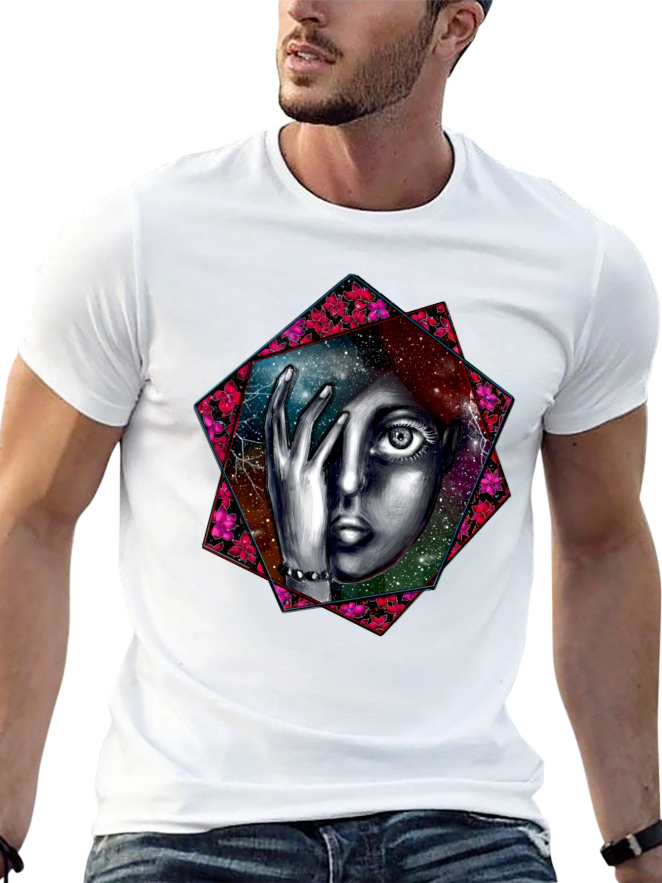 Black Cosmic Woman Graphic T-Shirt - Black view 13
