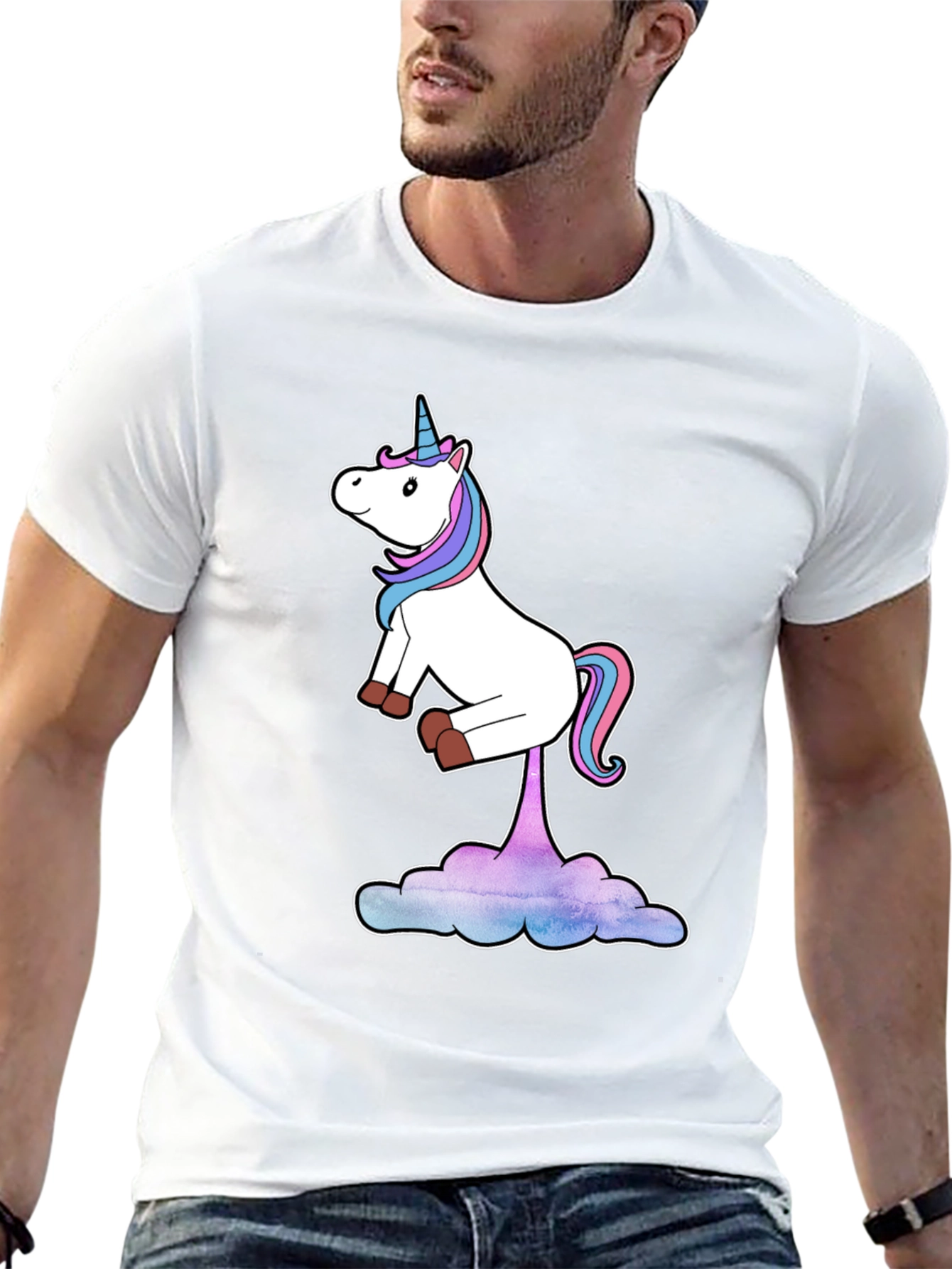 Black Unicorn Poop Cloud Men's Graphic T-Shirt view 13