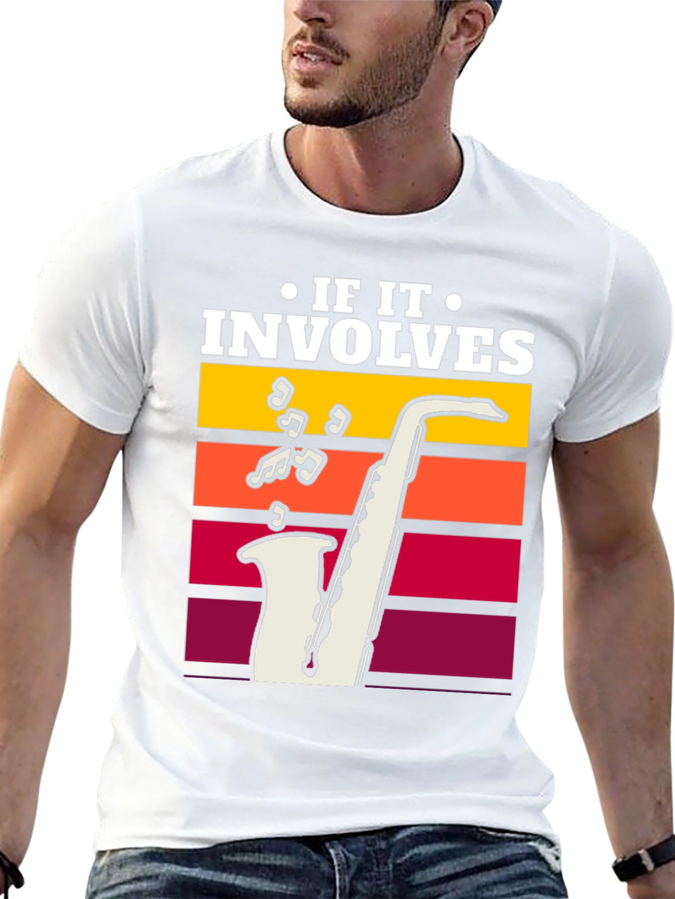 Black Saxophone Music Lover T-Shirt - If It Involves Sax view 13