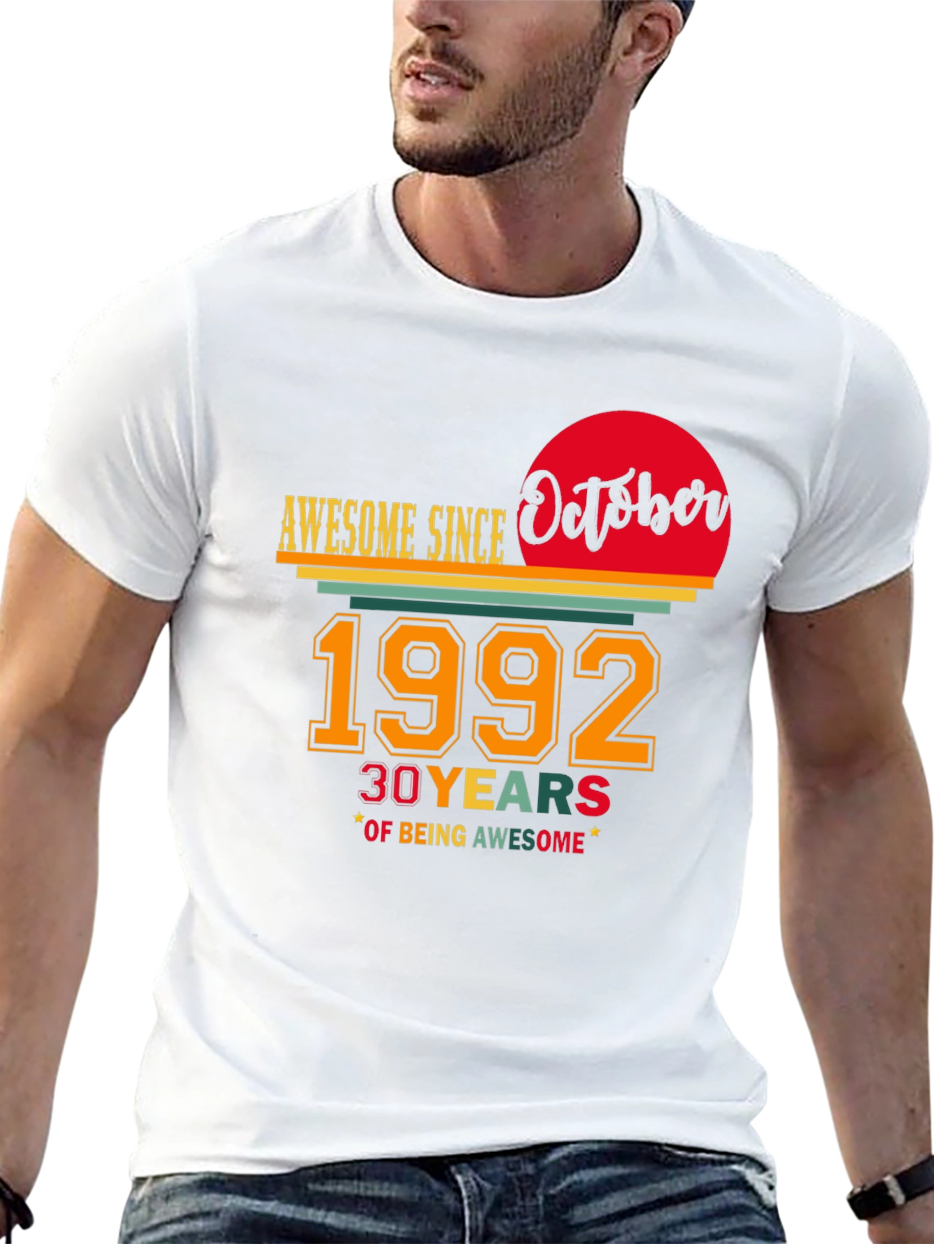 Black Awesome Since October 1992 - 30th Birthday T-Shirt view 13