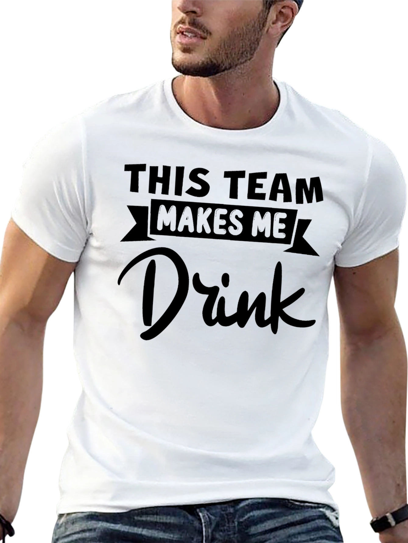 Black Funny "This Team Makes Me Drink" Graphic T-Shirt view 13