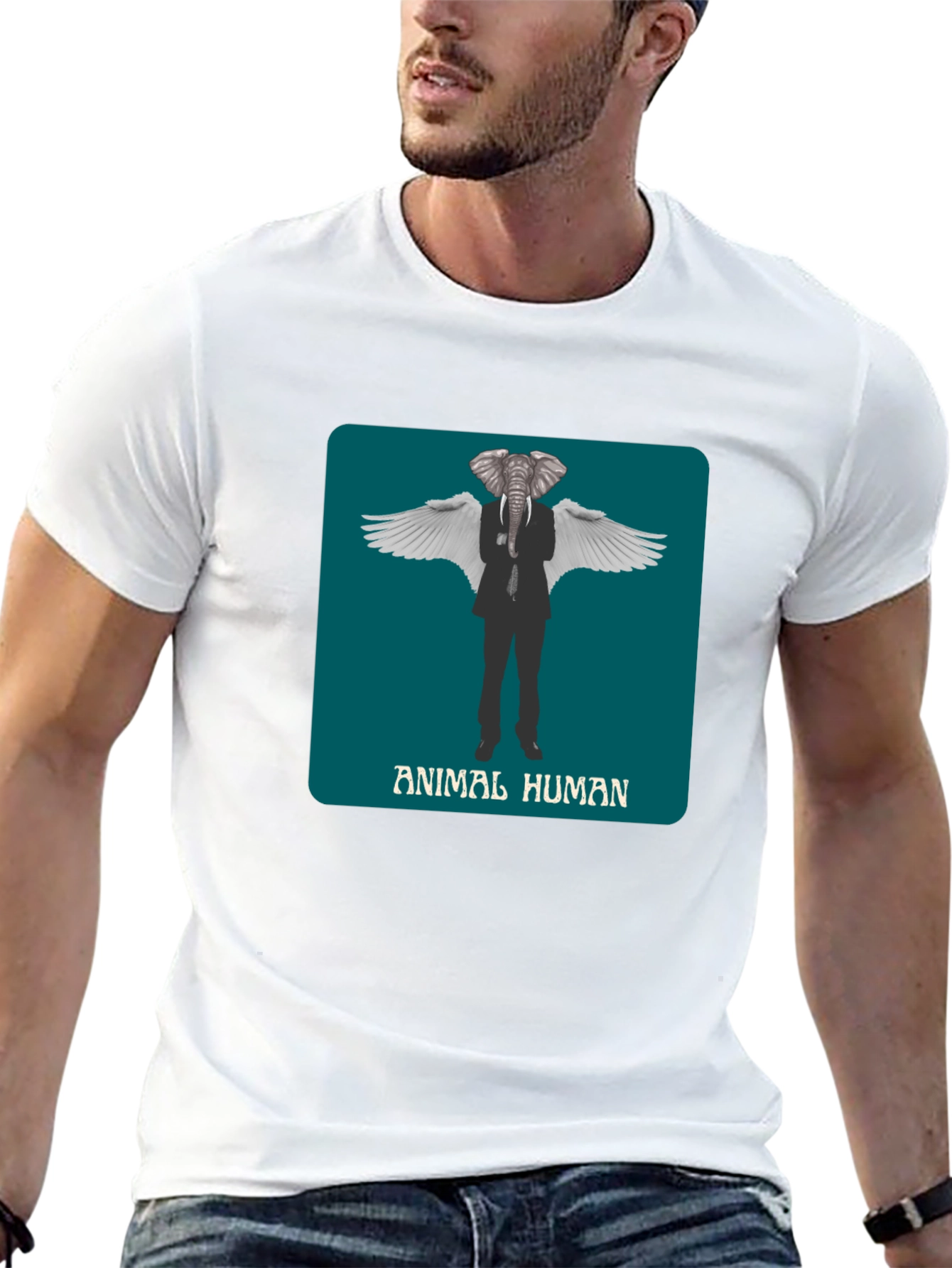 Black Animal Human Graphic Print Black T-Shirt view 13