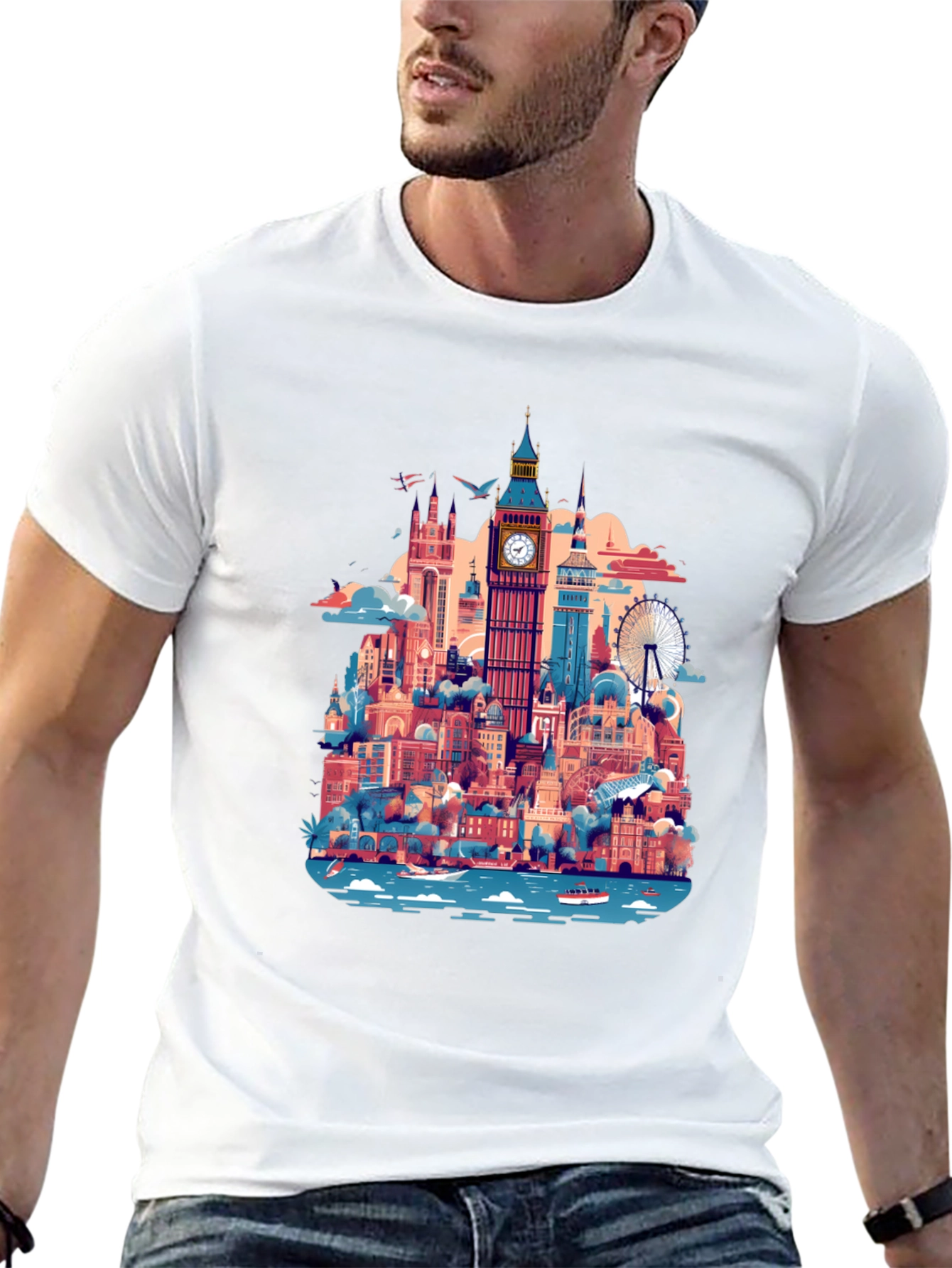 Black London Skyline Graphic Tee - Black view 13