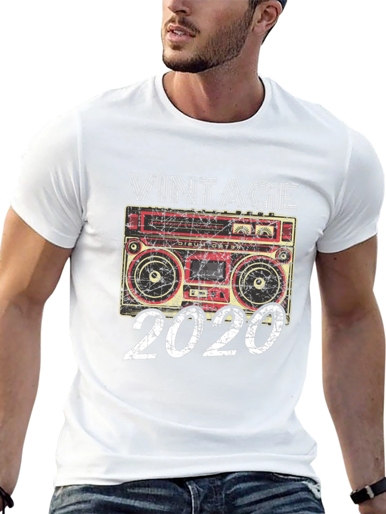 Black Vintage 2020 Boombox T-Shirt view 13