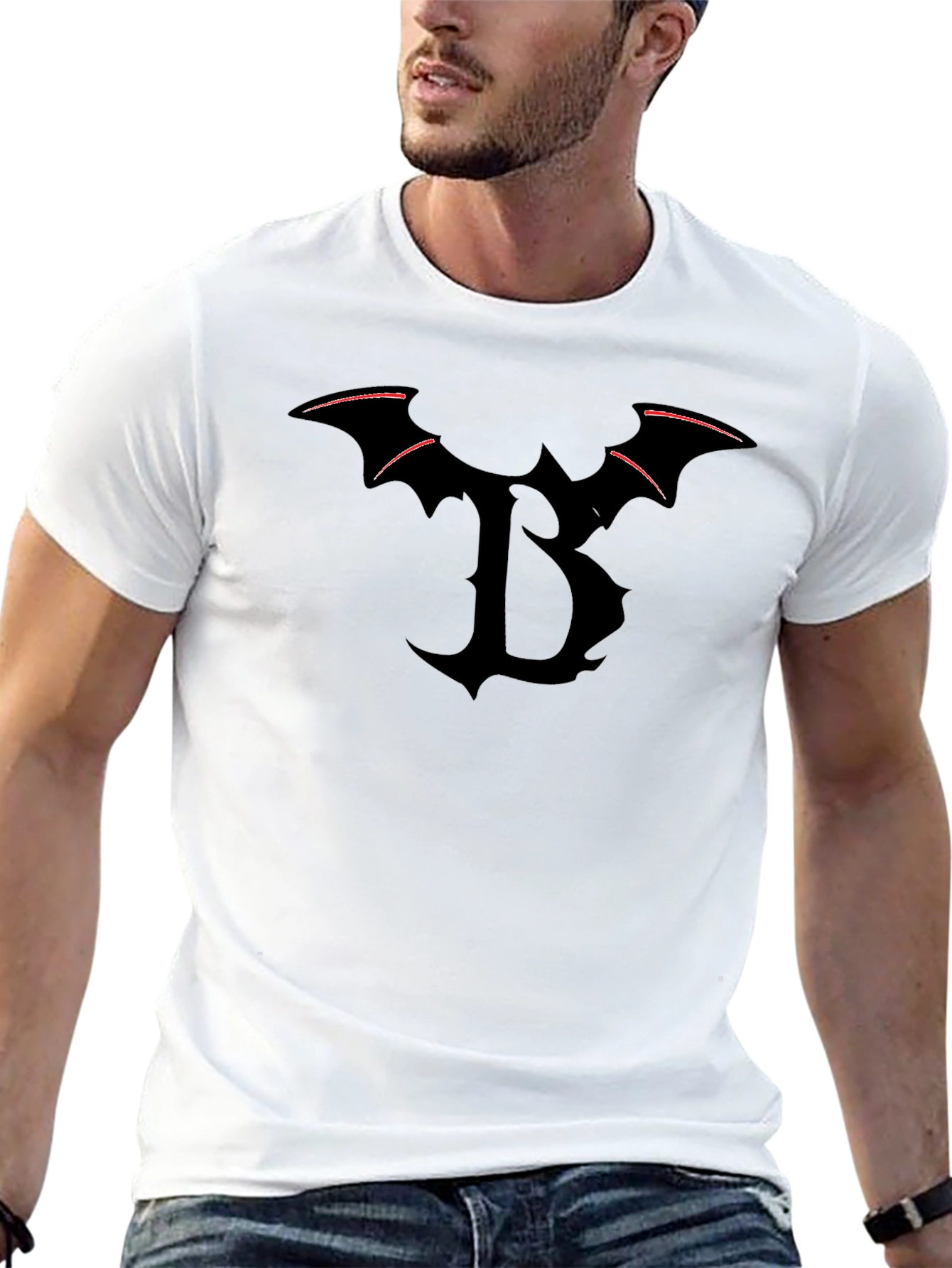 Black Bat Letter B Black T-Shirt view 13