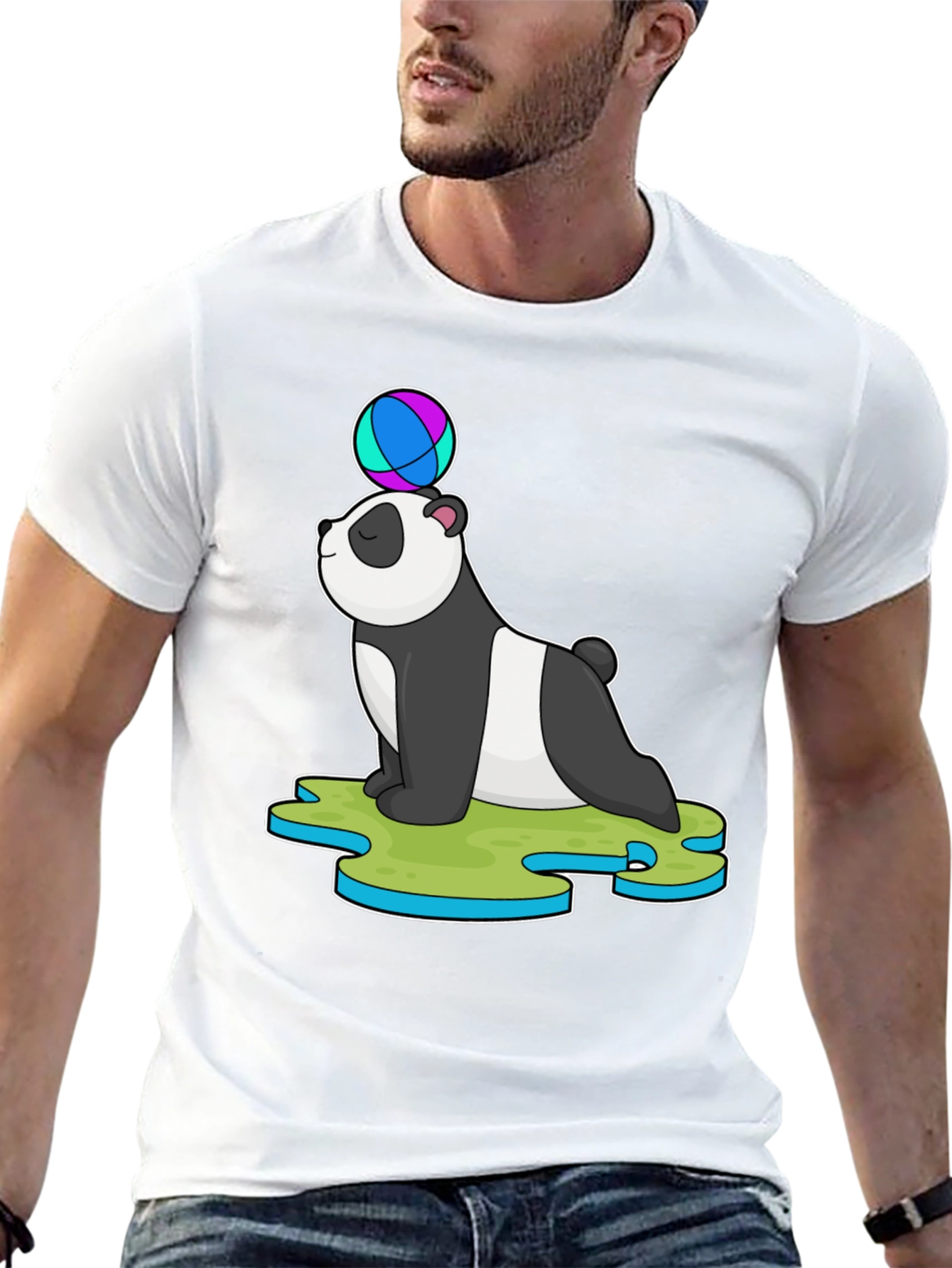 Black Panda Balancing Ball T-Shirt view 13