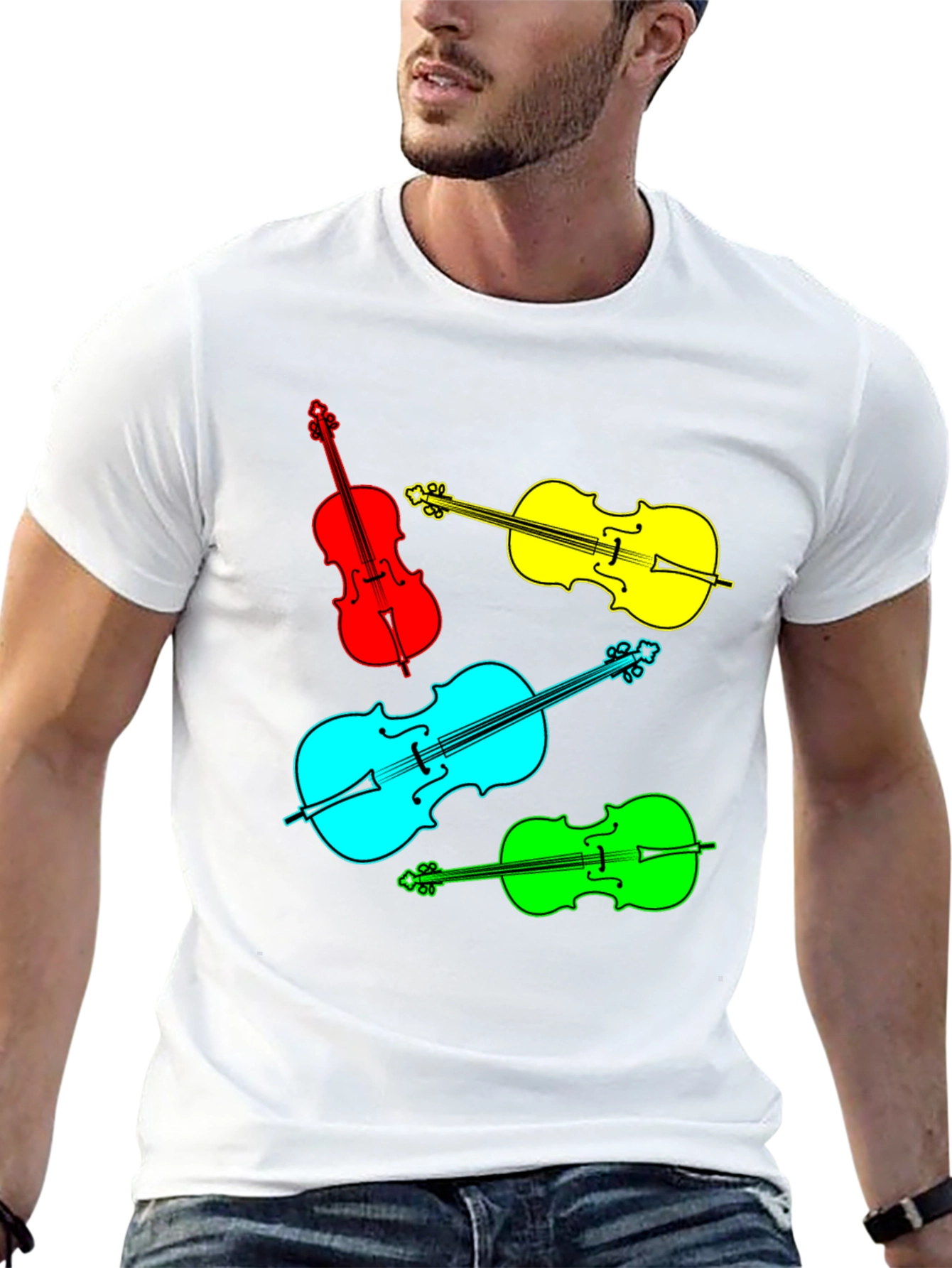 Black Vibrant Violin Graphic Tee - Musical Statement view 13