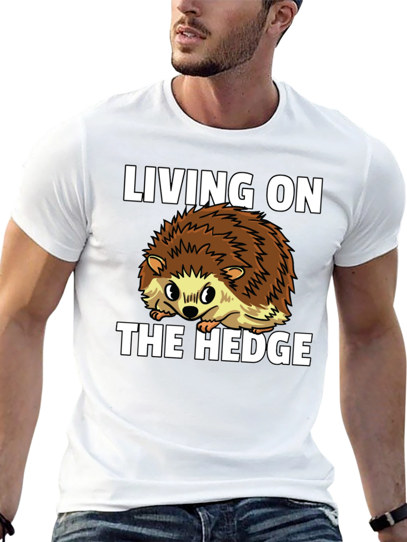 Black Living on the Hedge Hedgehog Graphic Tee view 13