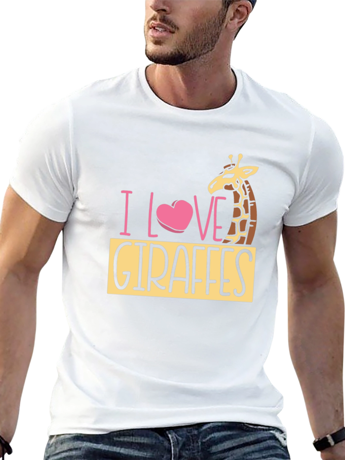 Black I Love Giraffes Black T-Shirt - Animal Lover Tee view 13