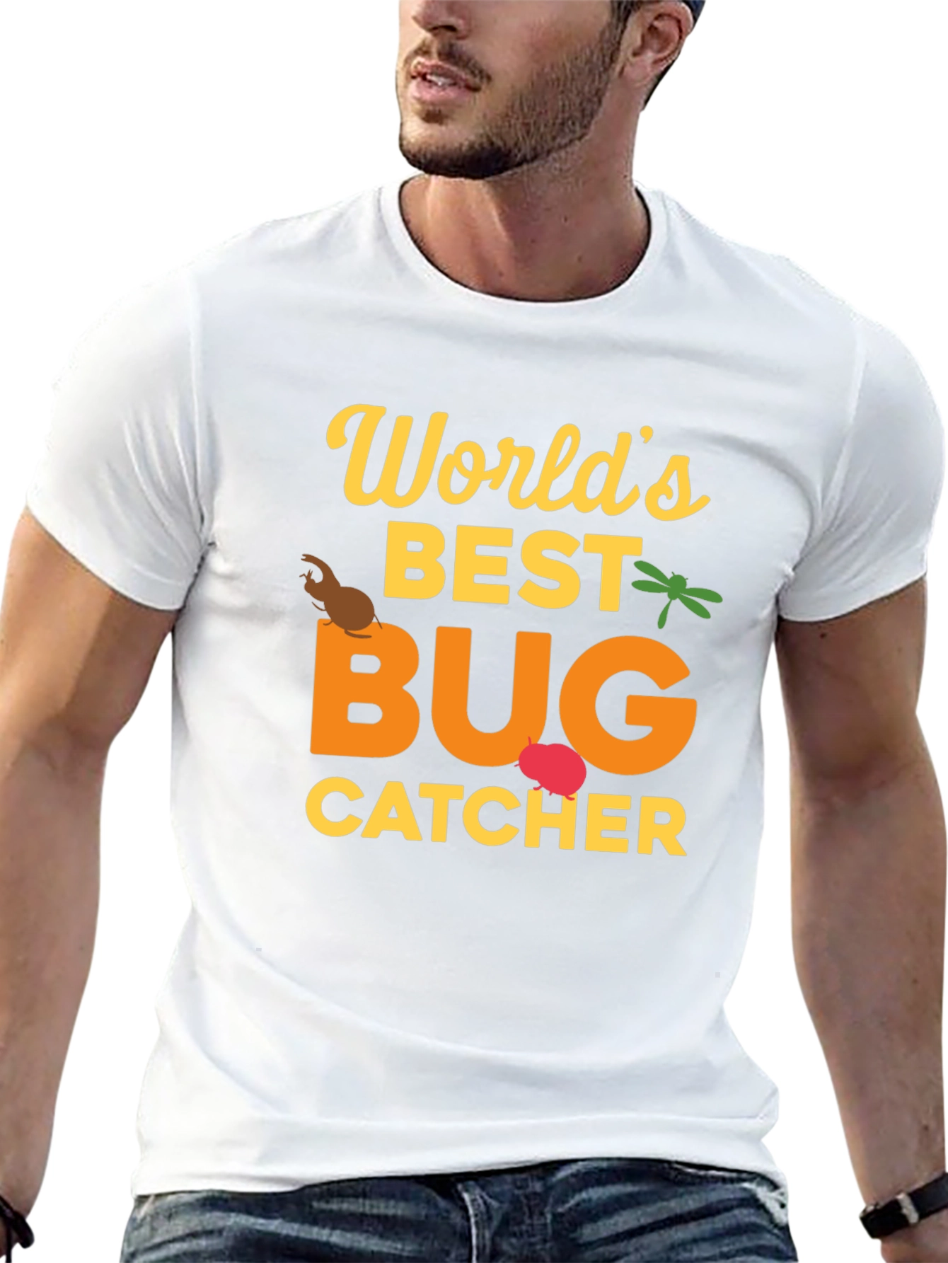 Black World's Best Bug Catcher Graphic T-Shirt view 13