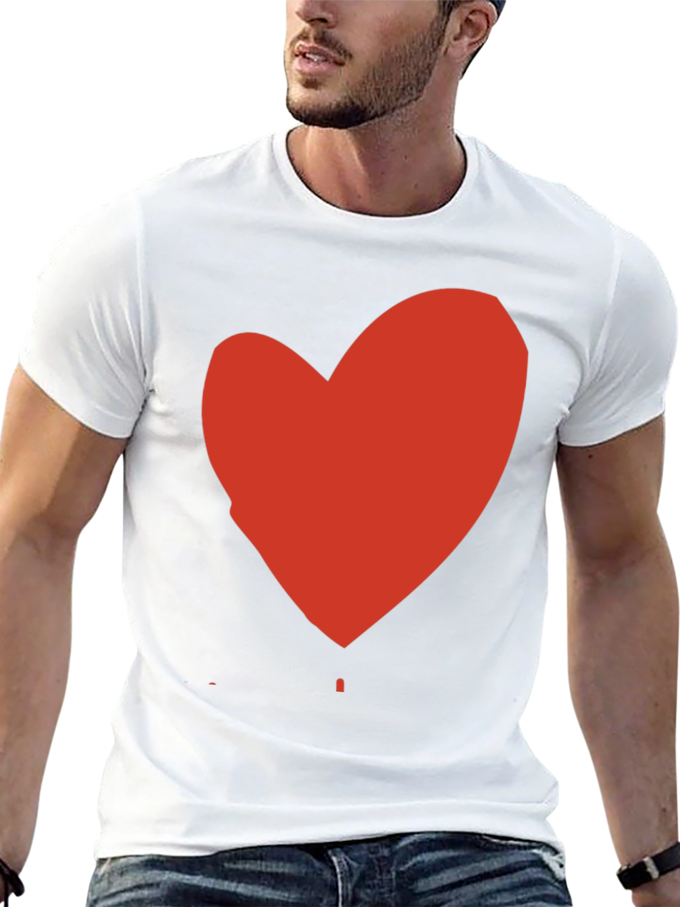 Black Black T-Shirt with Red Heart Graphic Print view 13