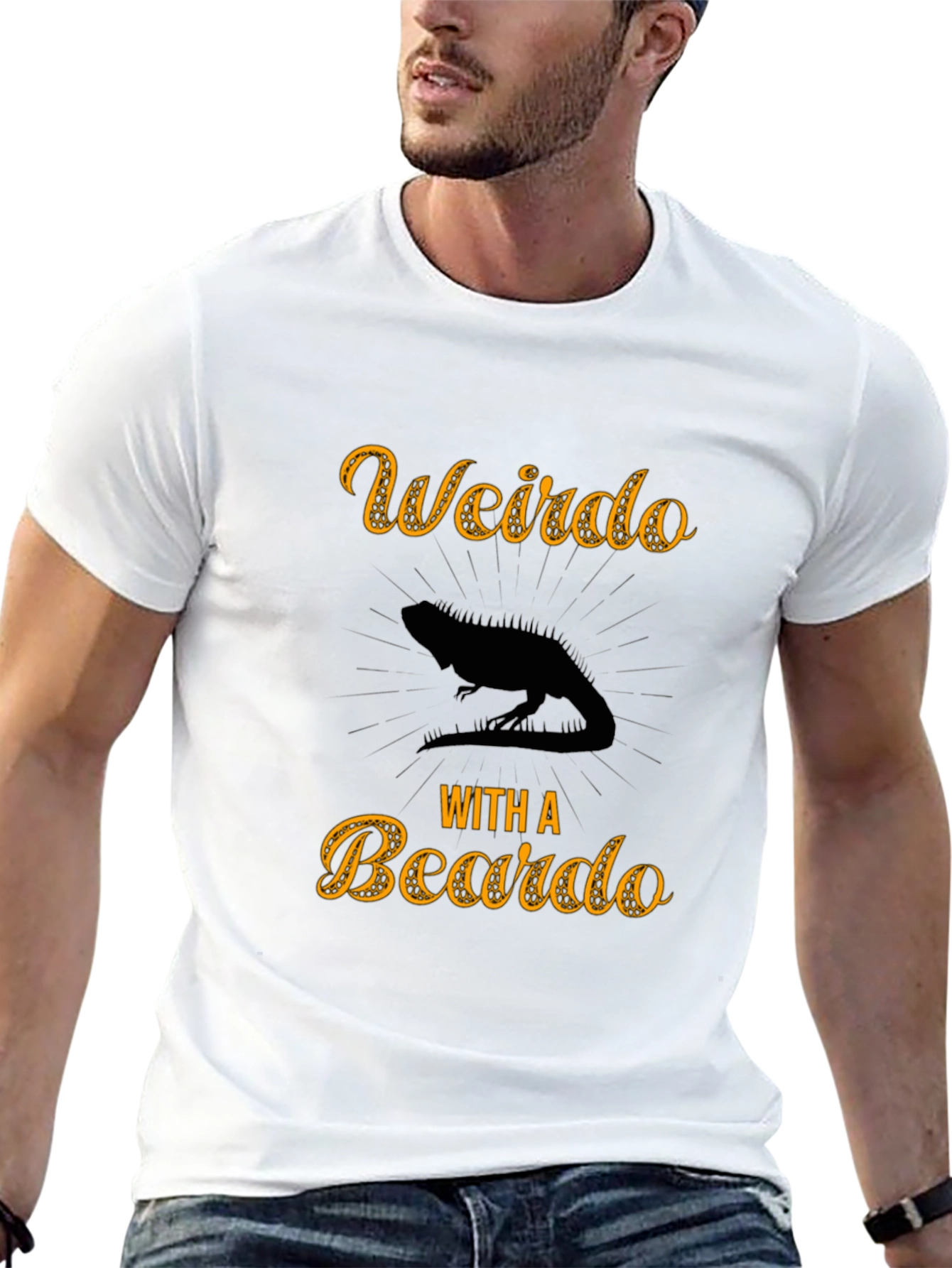 Black Weirdo With a Beardo Lizard Men's Black T-Shirt view 13