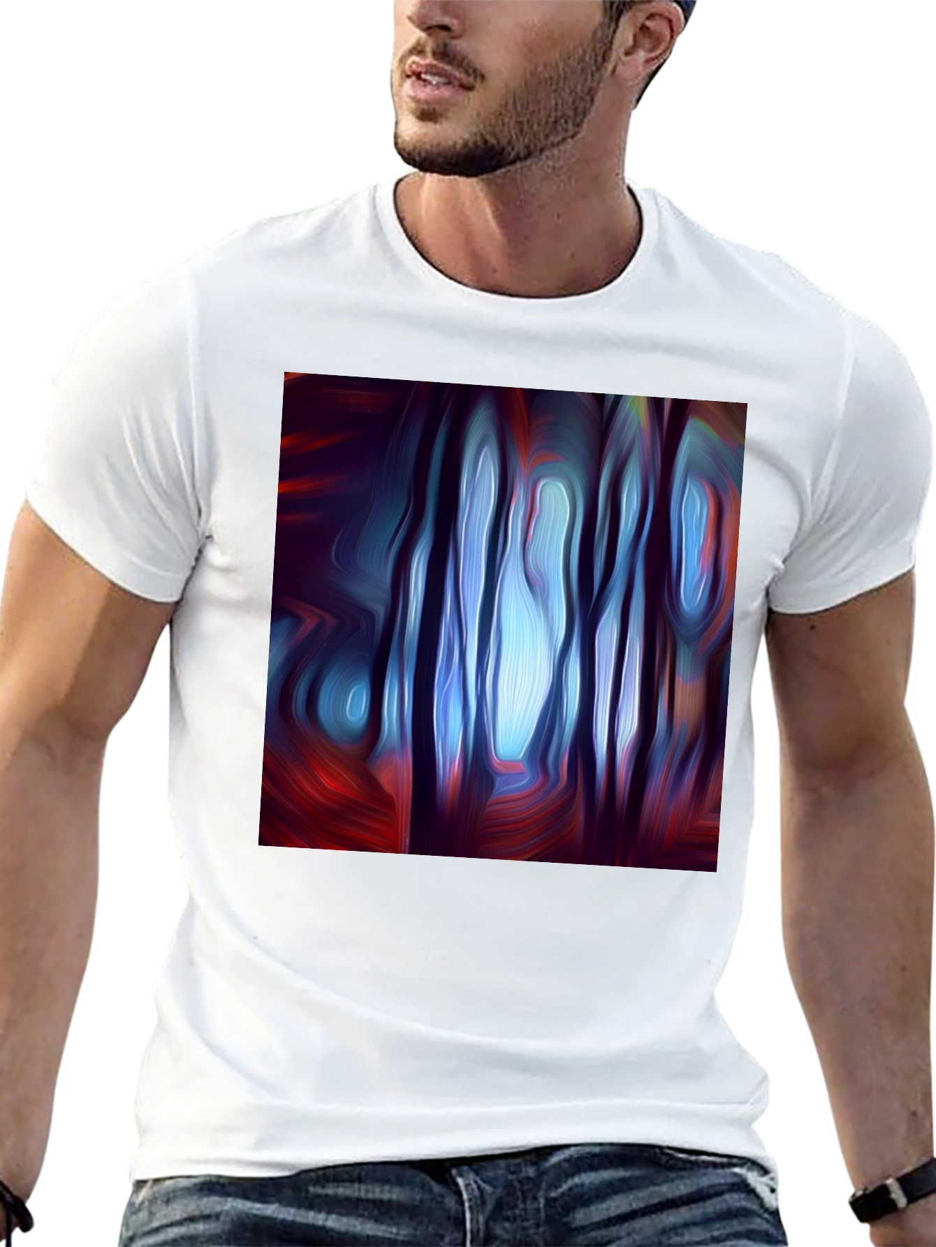 Black Abstract Forest Art T-Shirt view 13