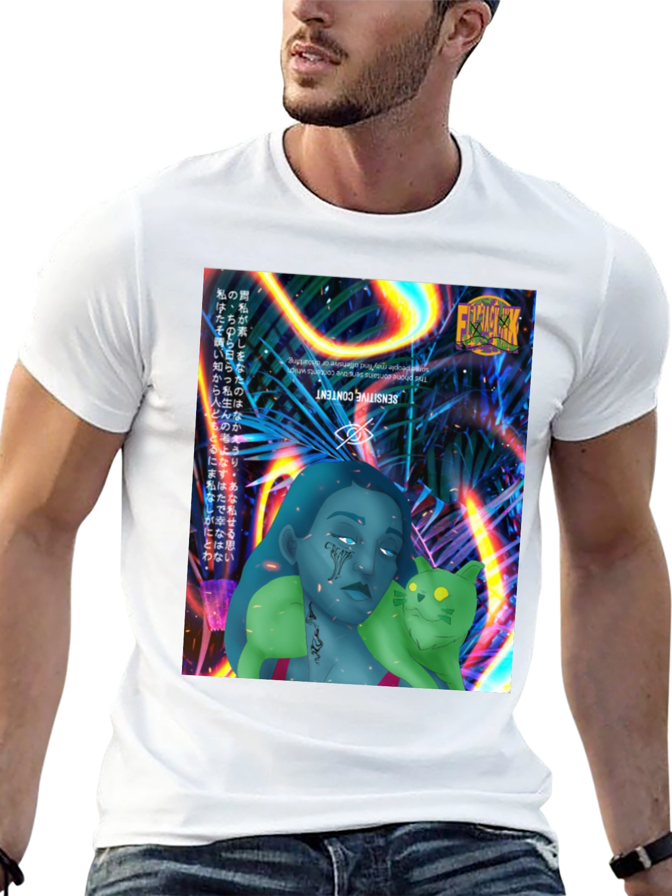 Black Graphic Print Tee - Edgy Streetwear view 13