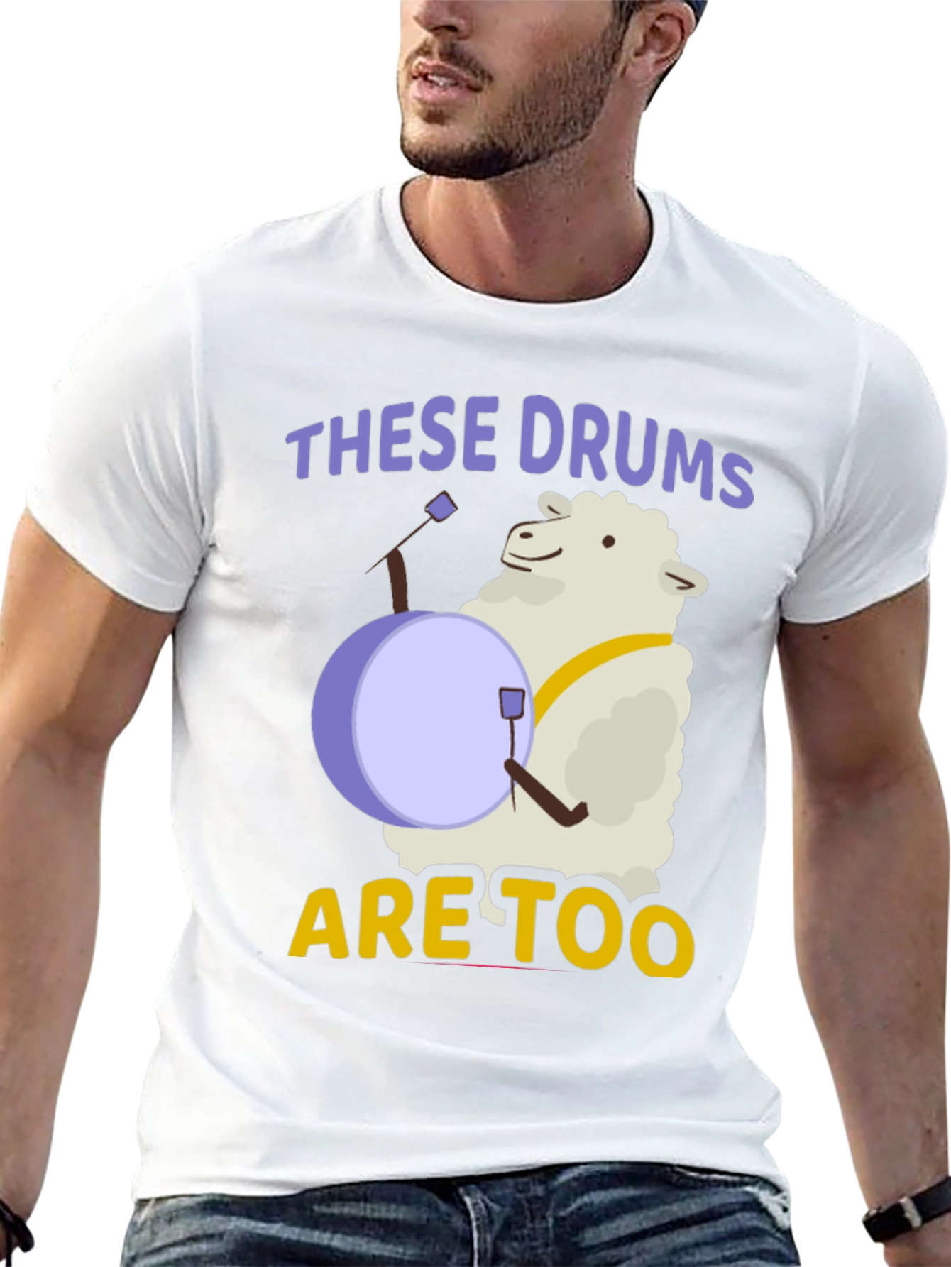 Black Funny Sheep Drummer T-Shirt - "These Drums are Too" view 13