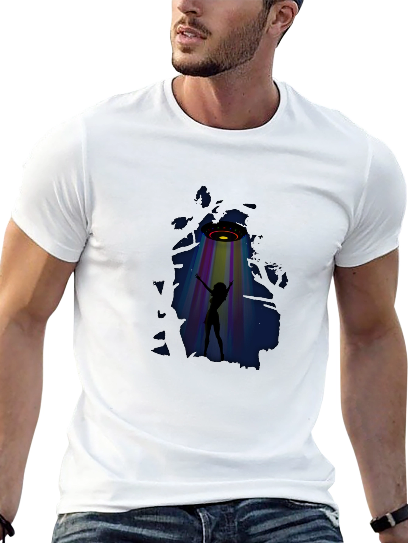 Black UFO Abduction Graphic Tee view 13