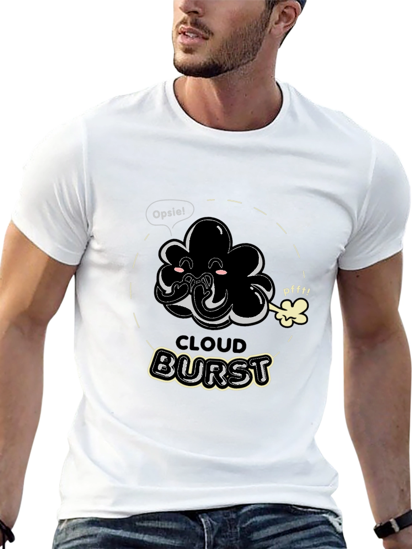Black Cloud Burst Funny Graphic T-Shirt view 13