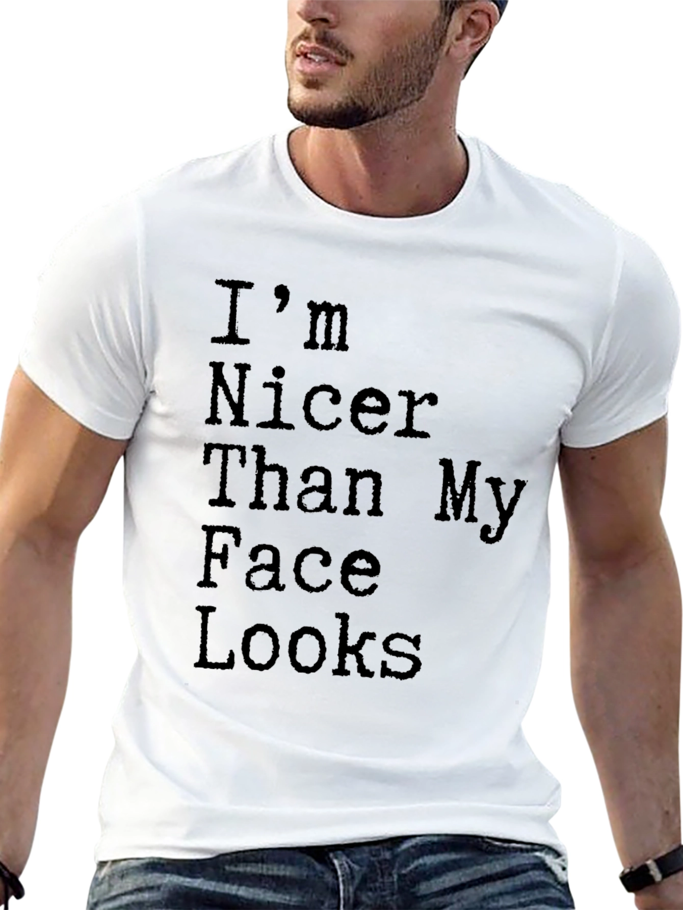 Black Funny "I'm Nicer Than My Face Looks" Graphic Tee view 13