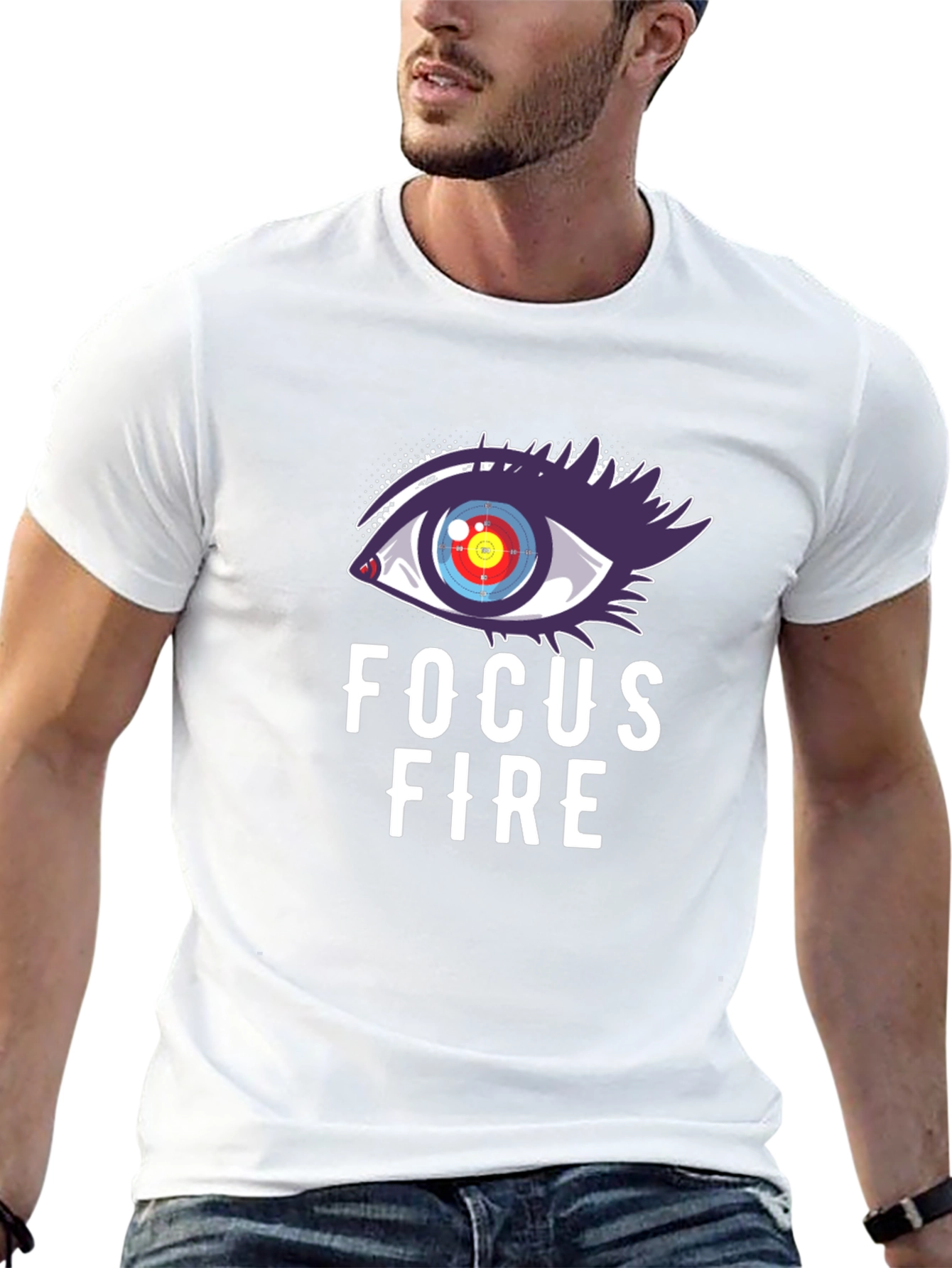 Black Focus Fire Graphic Tee - Eye Target T-Shirt view 13