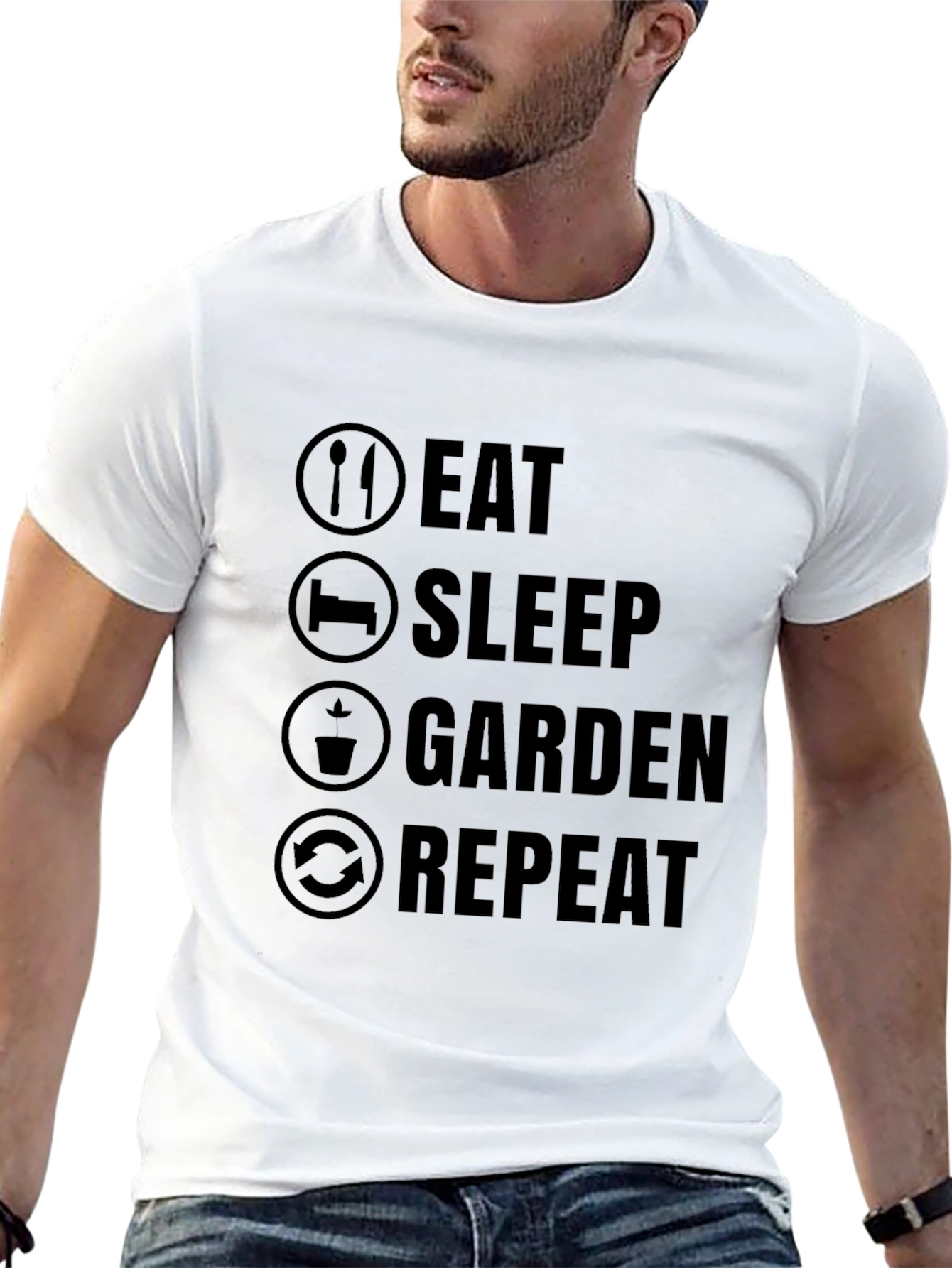 Black Eat Sleep Garden Repeat Graphic T-Shirt view 13