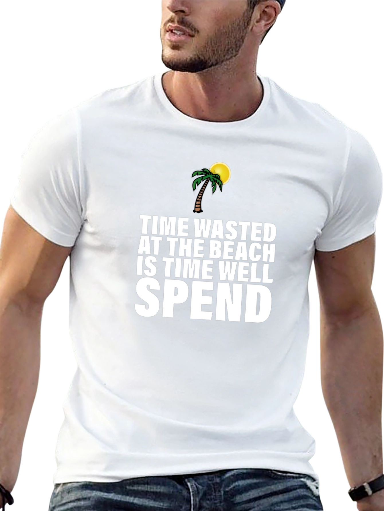 Black Beach Time T-Shirt: Time Wasted Is Time Well Spent view 13
