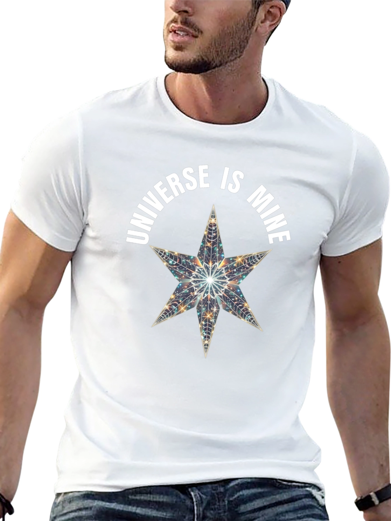 Black Universe is Mine Star Graphic Black T-Shirt view 13