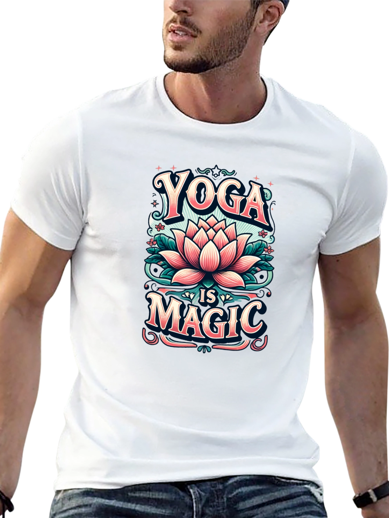 Black Yoga is Magic T-Shirt - Lotus Flower Design view 13