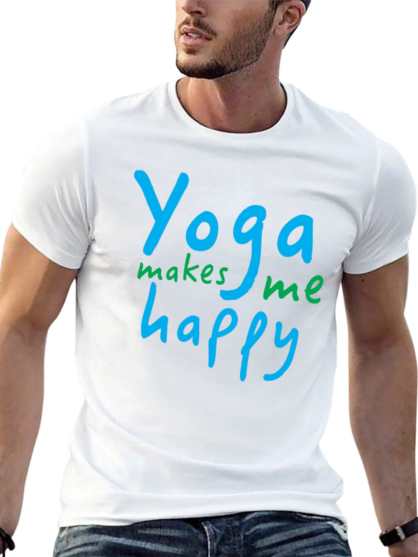 Black Yoga Makes Me Happy Black T-Shirt view 13