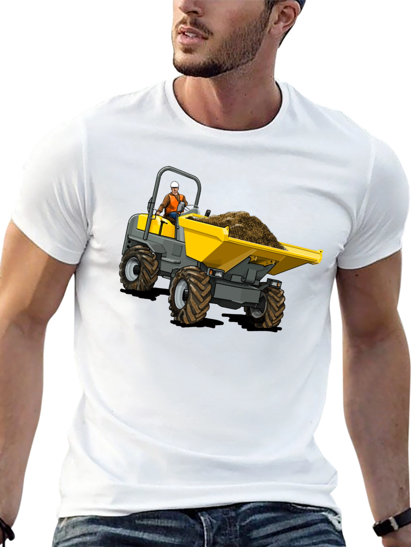 Black Construction Dumper Truck Graphic Tee view 13