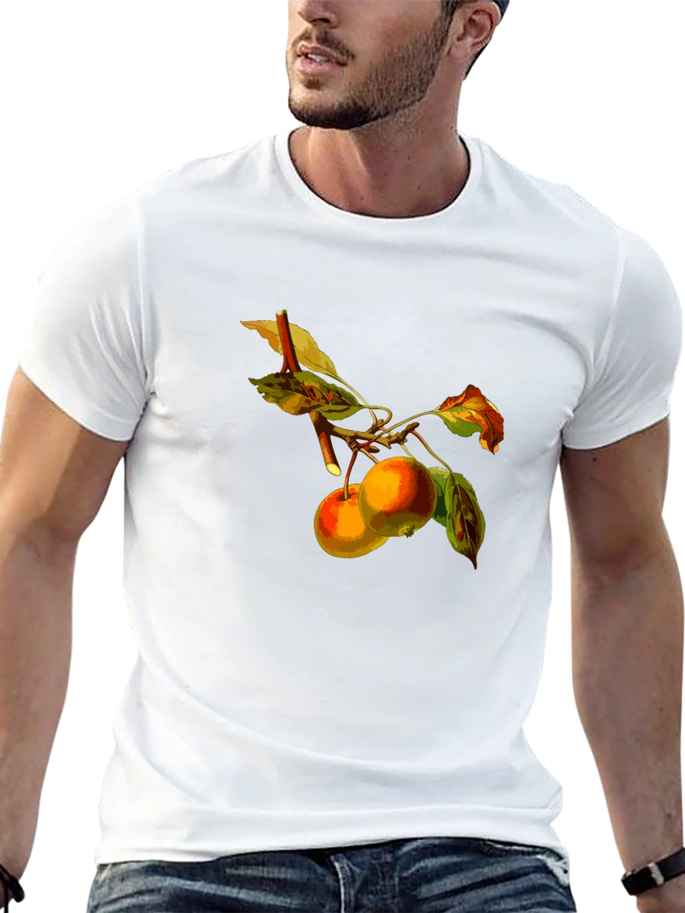 Black Apples on Branch Black T-Shirt view 13