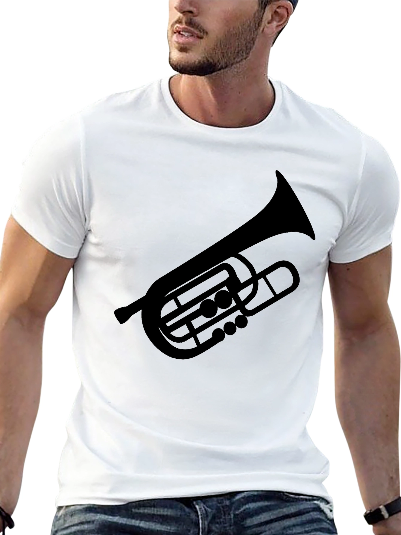 Black Tuba Graphic Tee - Black Cotton Musician Shirt view 13