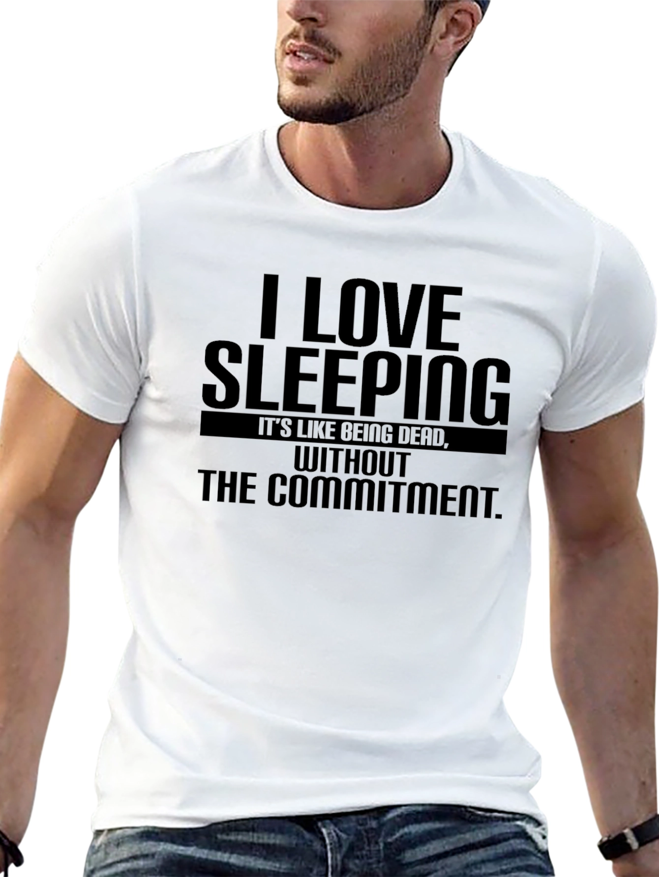 Black I Love Sleeping Funny Graphic T-Shirt view 13