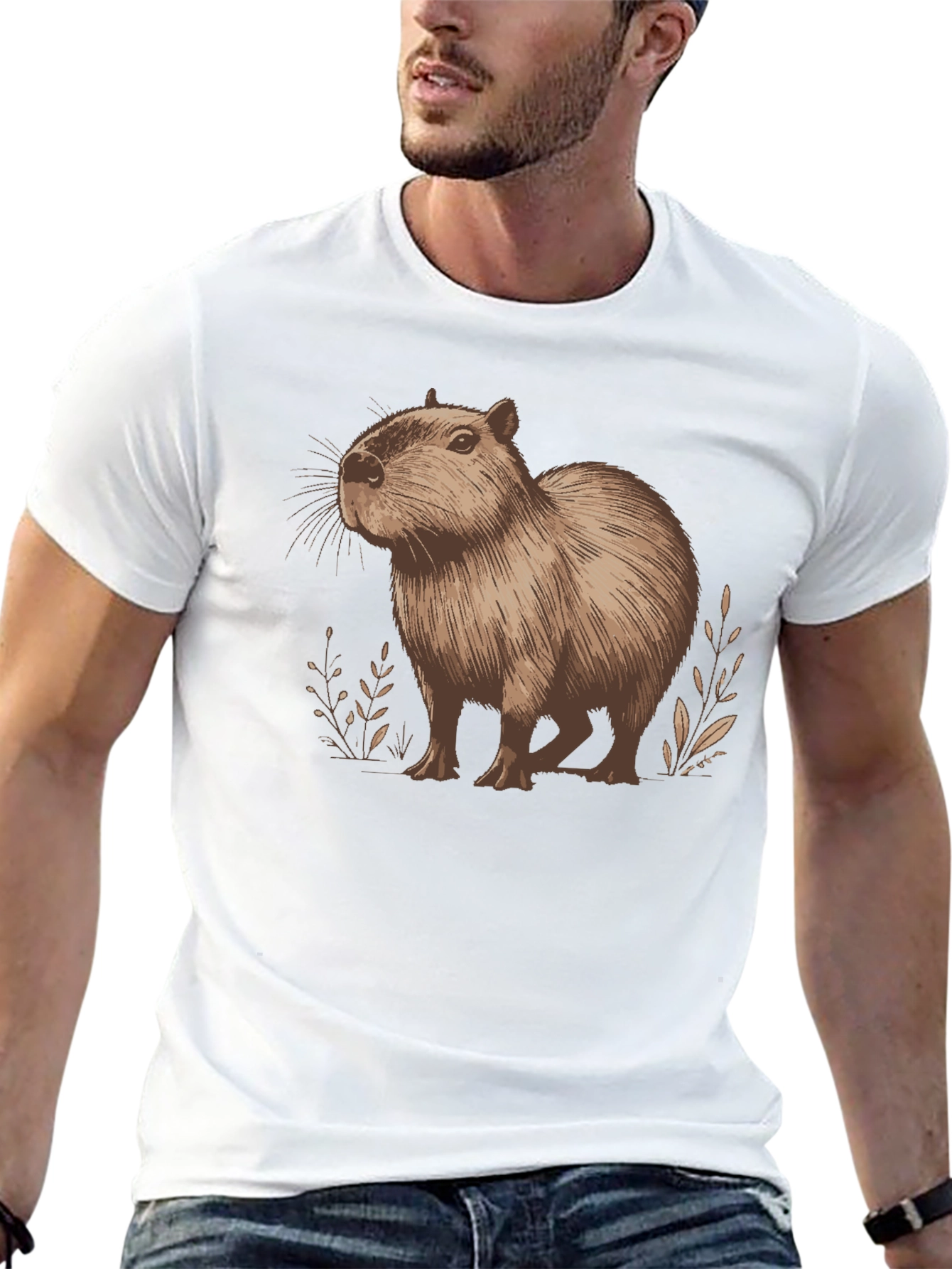 Black Capybara Graphic Tee - Unisex Cotton Shirt view 13
