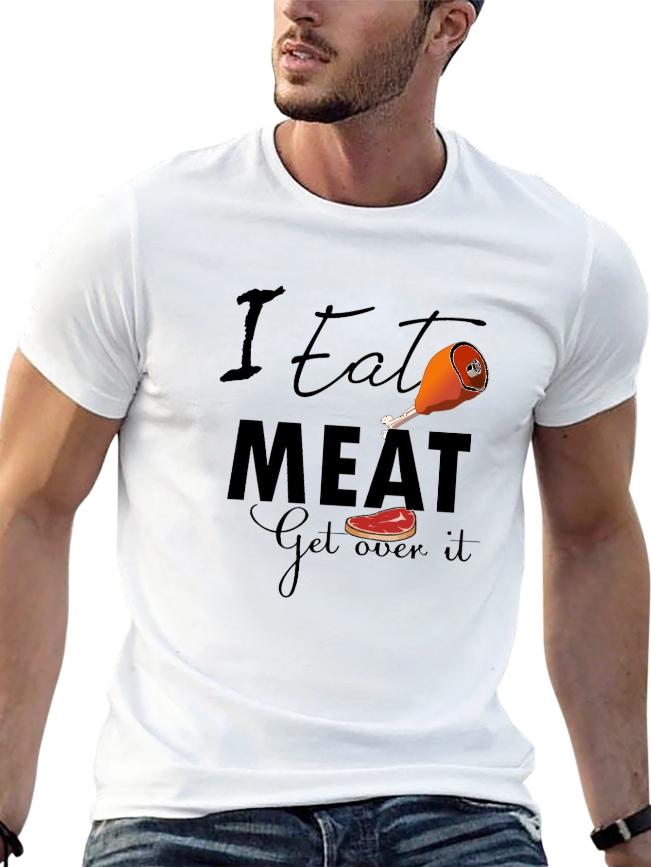 Black I Eat Meat Graphic Tee - Funny Meat Lover T-Shirt view 13