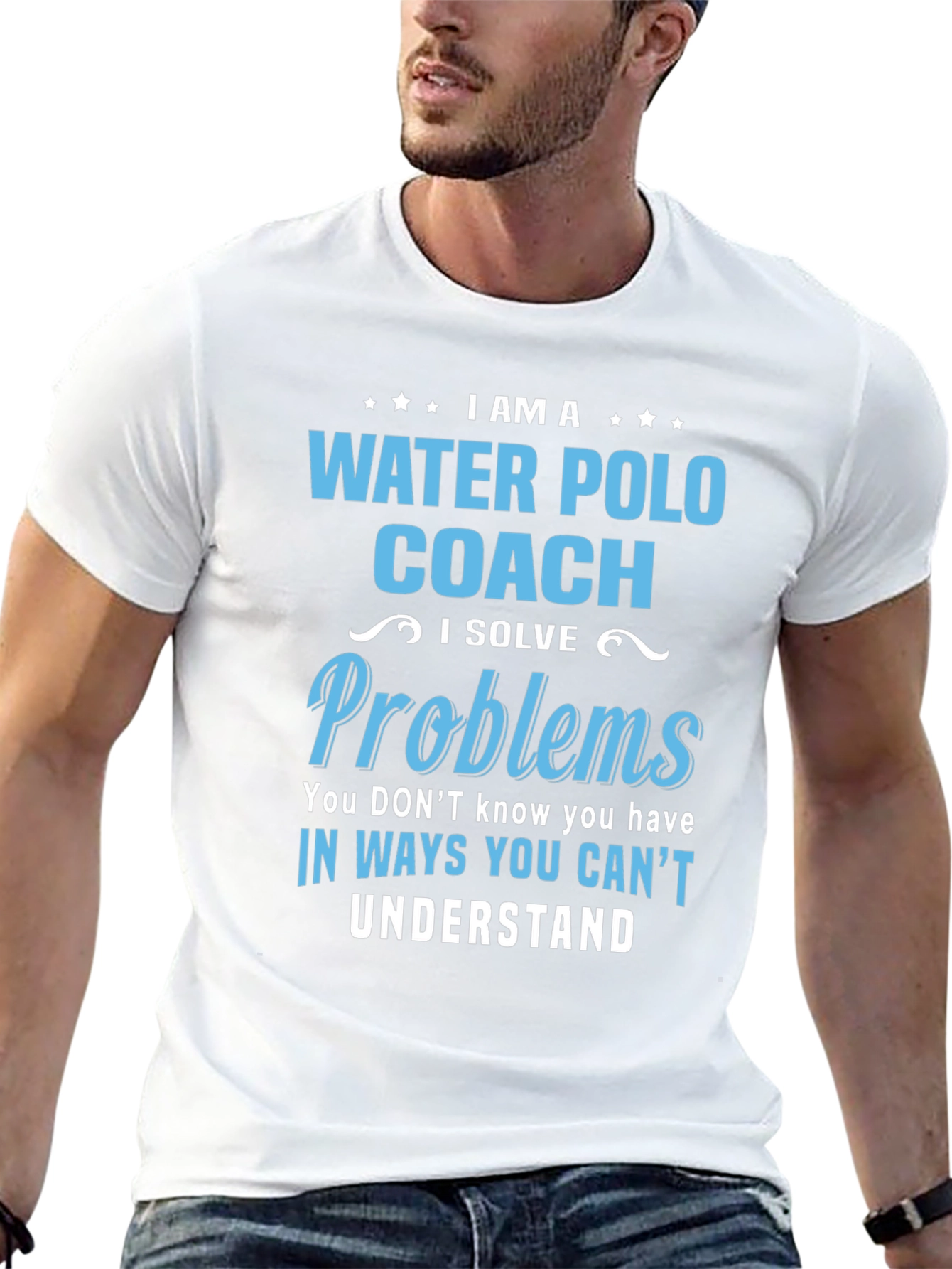 Black Water Polo Coach T-Shirt - I Solve Problems view 13