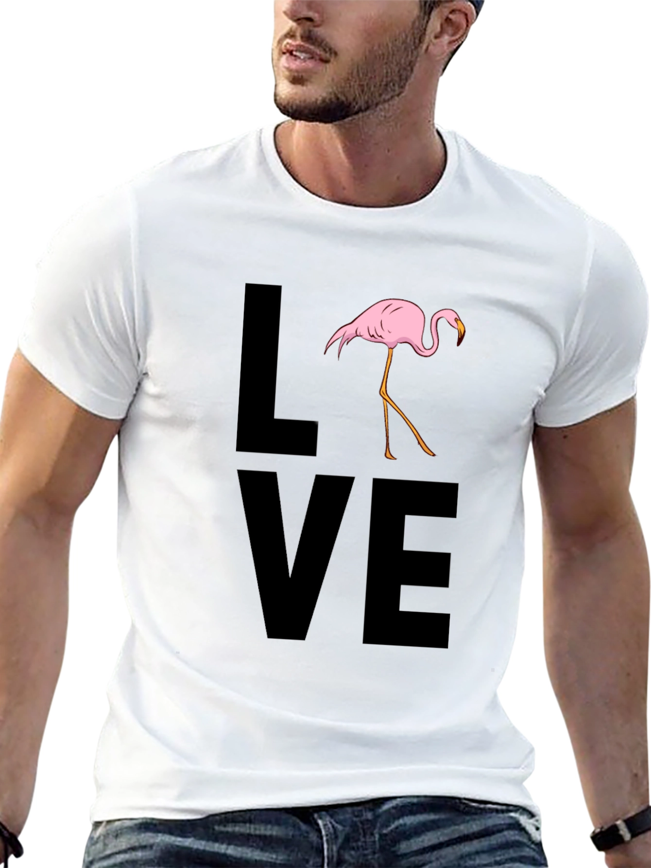 Black Flamingo LOVE Graphic T-Shirt - Black Casual Tee view 13