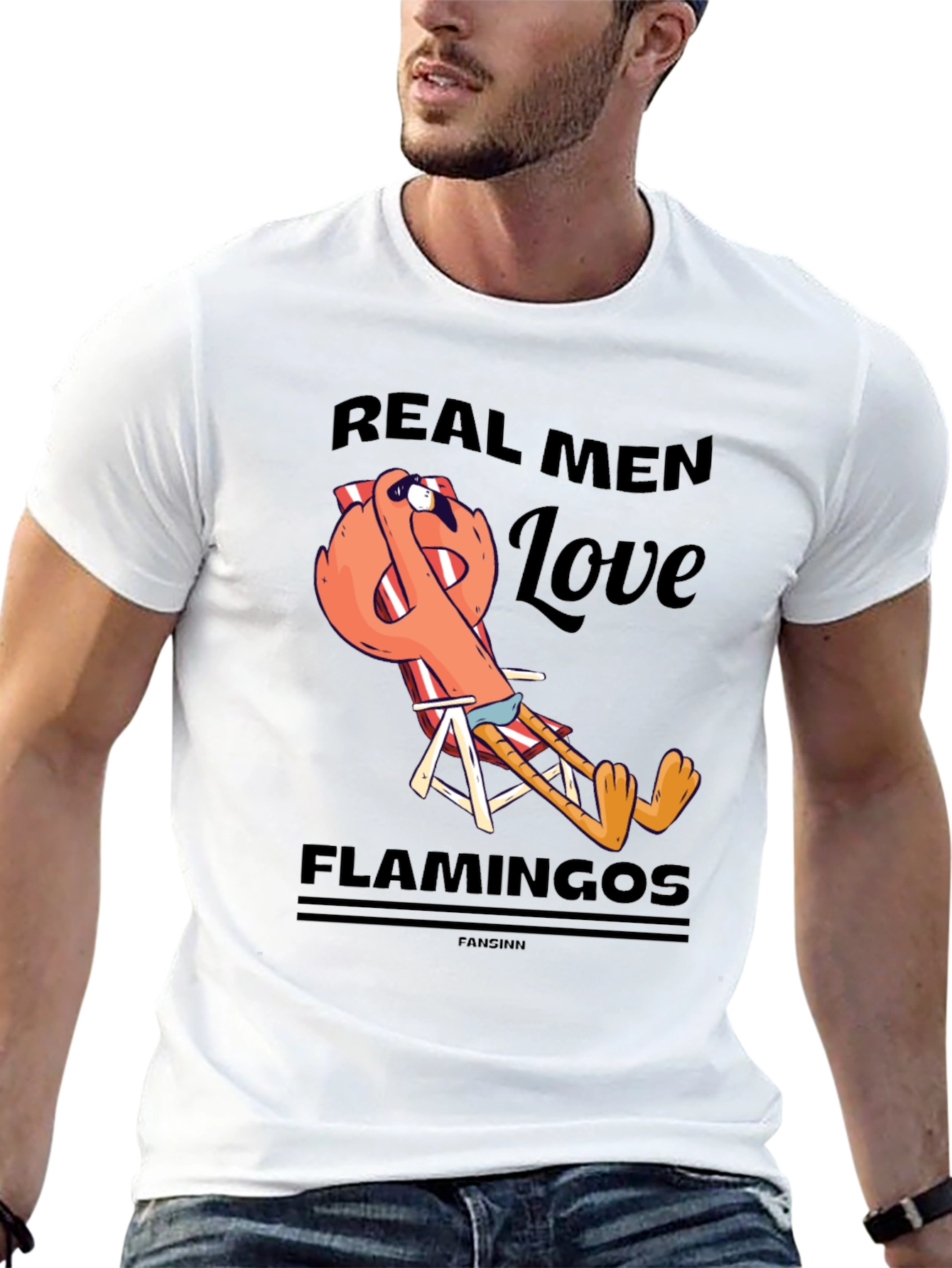 Black Real Men Love Flamingos T-Shirt view 13