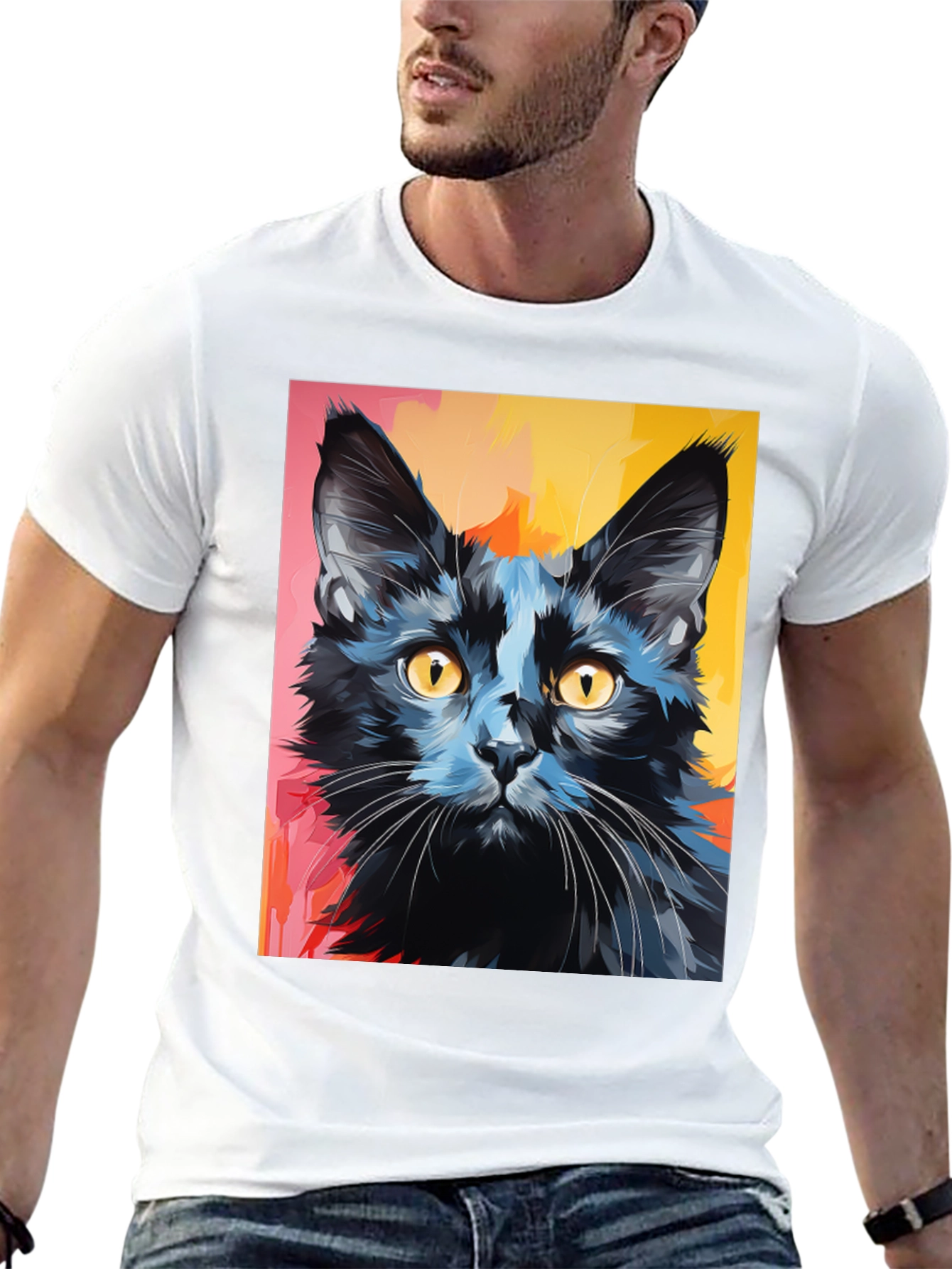 Black Black Cat Graphic Tee - Stylish Men's T-Shirt view 13